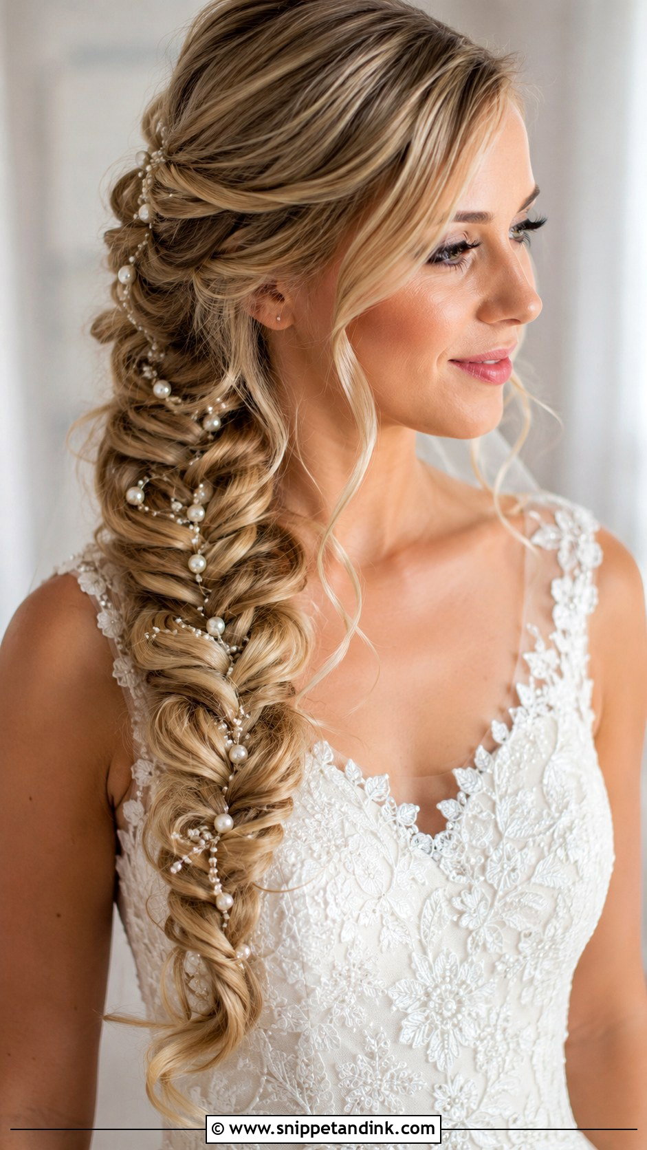 Fishtail Braid With Pearls - Snippet and Ink - 20 Braided Hairstyles for Wedding Guest