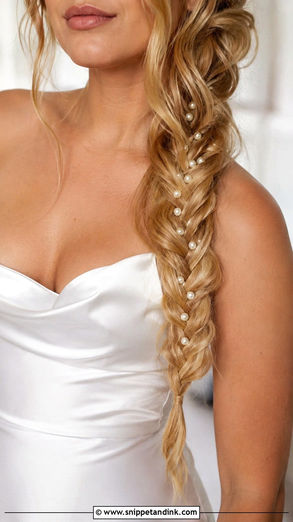Fishtail Braid With Pearls - Snippet and Ink - 25 Bridal Braided Hairstyles