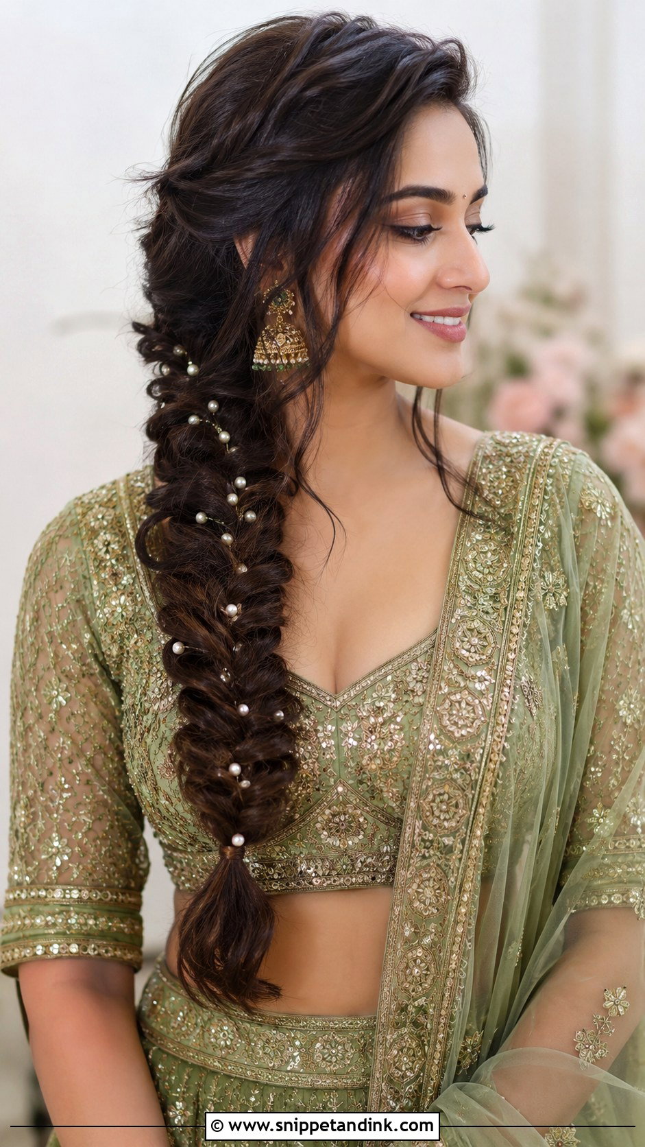 Fishtail Braid With Pearls - Snippet and Ink - 25 Hair Styles for Indian Wedding
