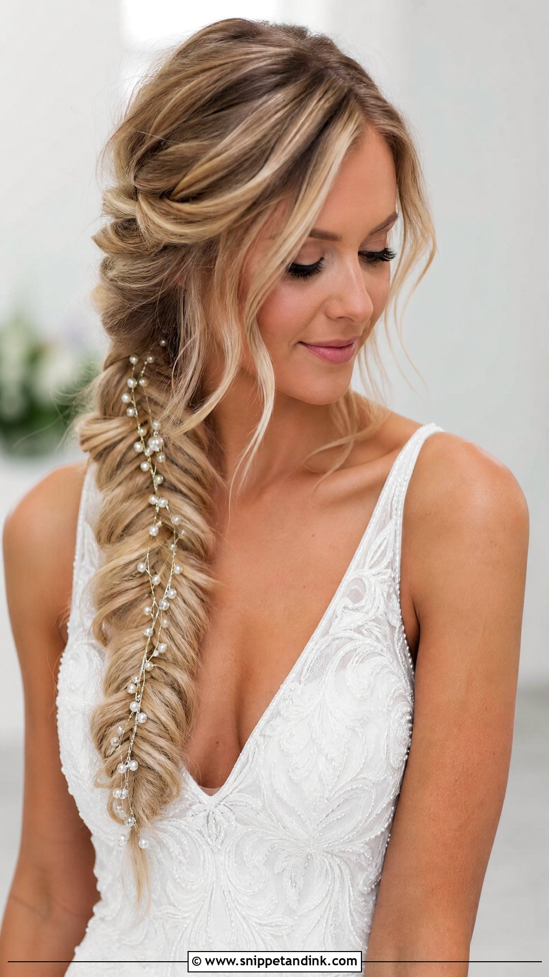 Fishtail Braid With Pearls - Snippet and Ink - 30 Bridal Braids