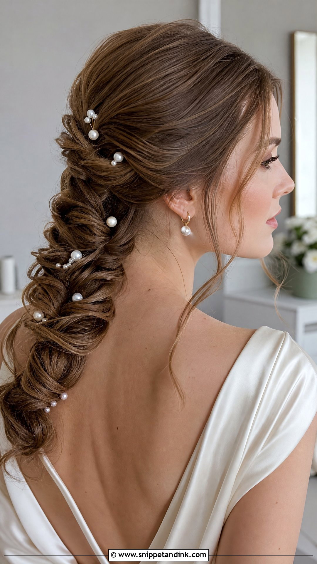 Fishtail Braid With Pearls Bridal Hair - Snippet and Ink - 15 Fishtail Bridal Hair Ideas
