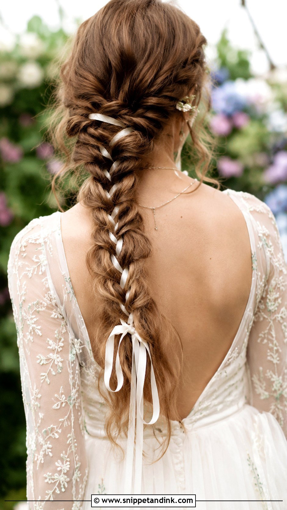 Fishtail Braid With Ribbon - Snippet and Ink - 20 Fishtail Wedding Hair Ideas