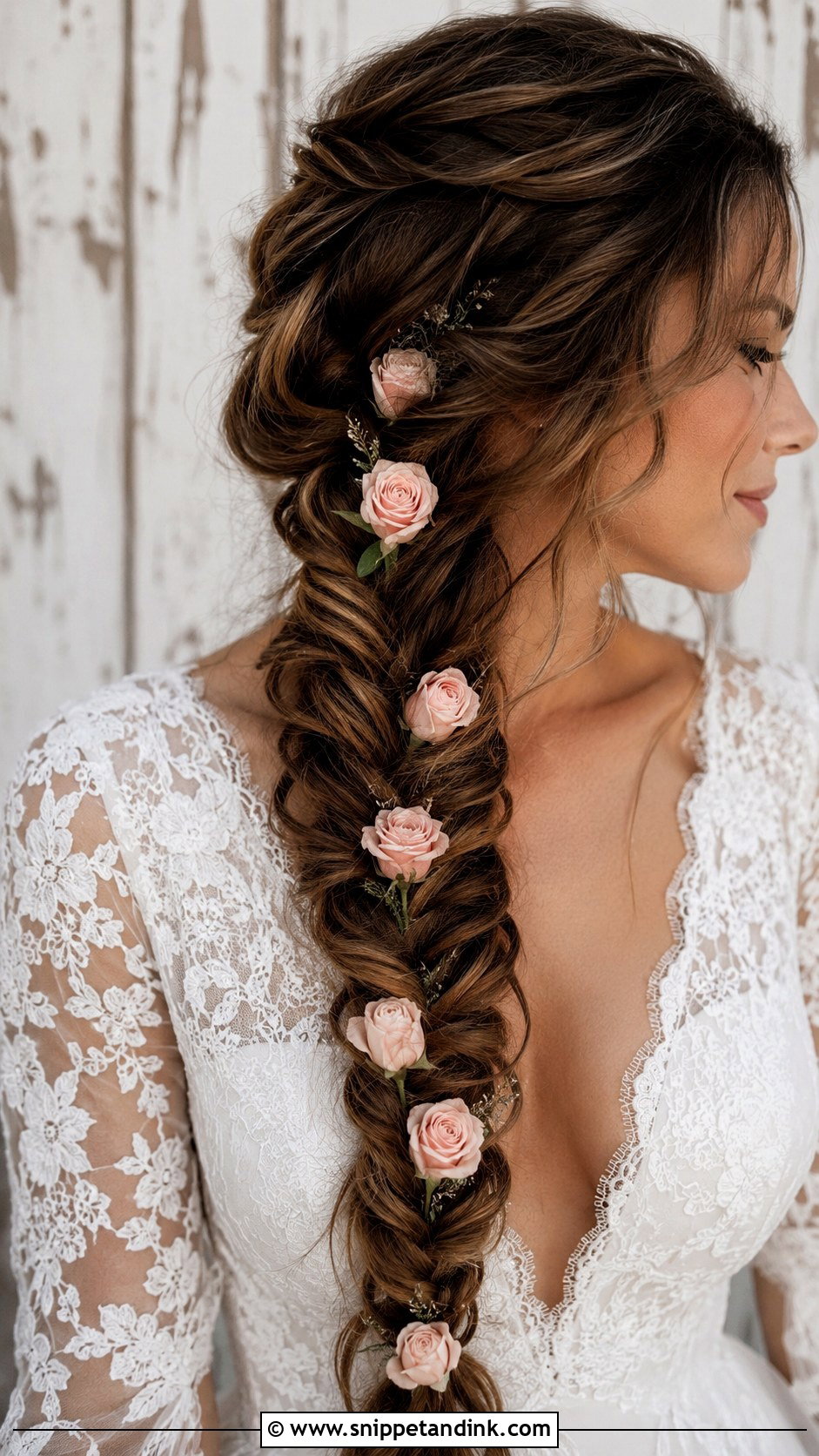 Fishtail Braid With Roses - Snippet and Ink - 20 Wedding Hairstyles Flowers