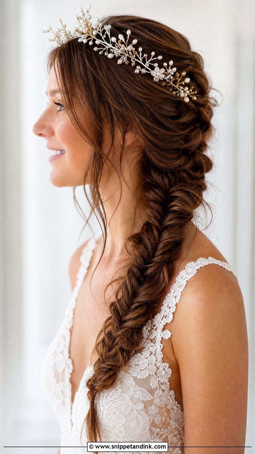 Fishtail Braid With Tiara - Snippet and Ink - 25 Bridal Hairstyles with Crown