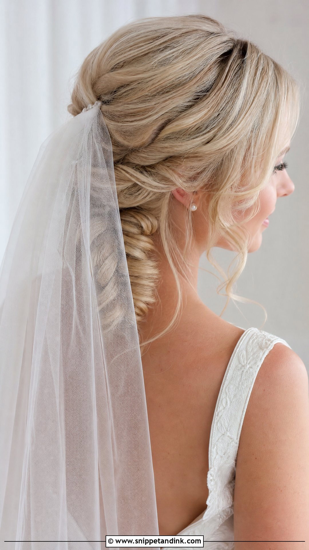 Fishtail Braid With Veil Bridal Hair - Snippet and Ink - 15 Fishtail Bridal Hair Ideas