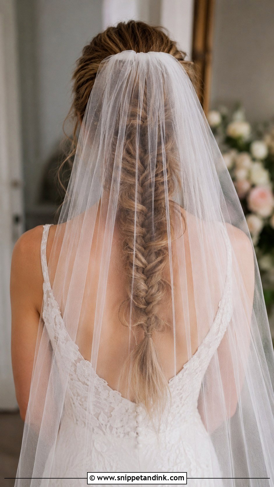 Fishtail Braid With Veil - Snippet and Ink - 20 Fishtail Wedding Hair Ideas