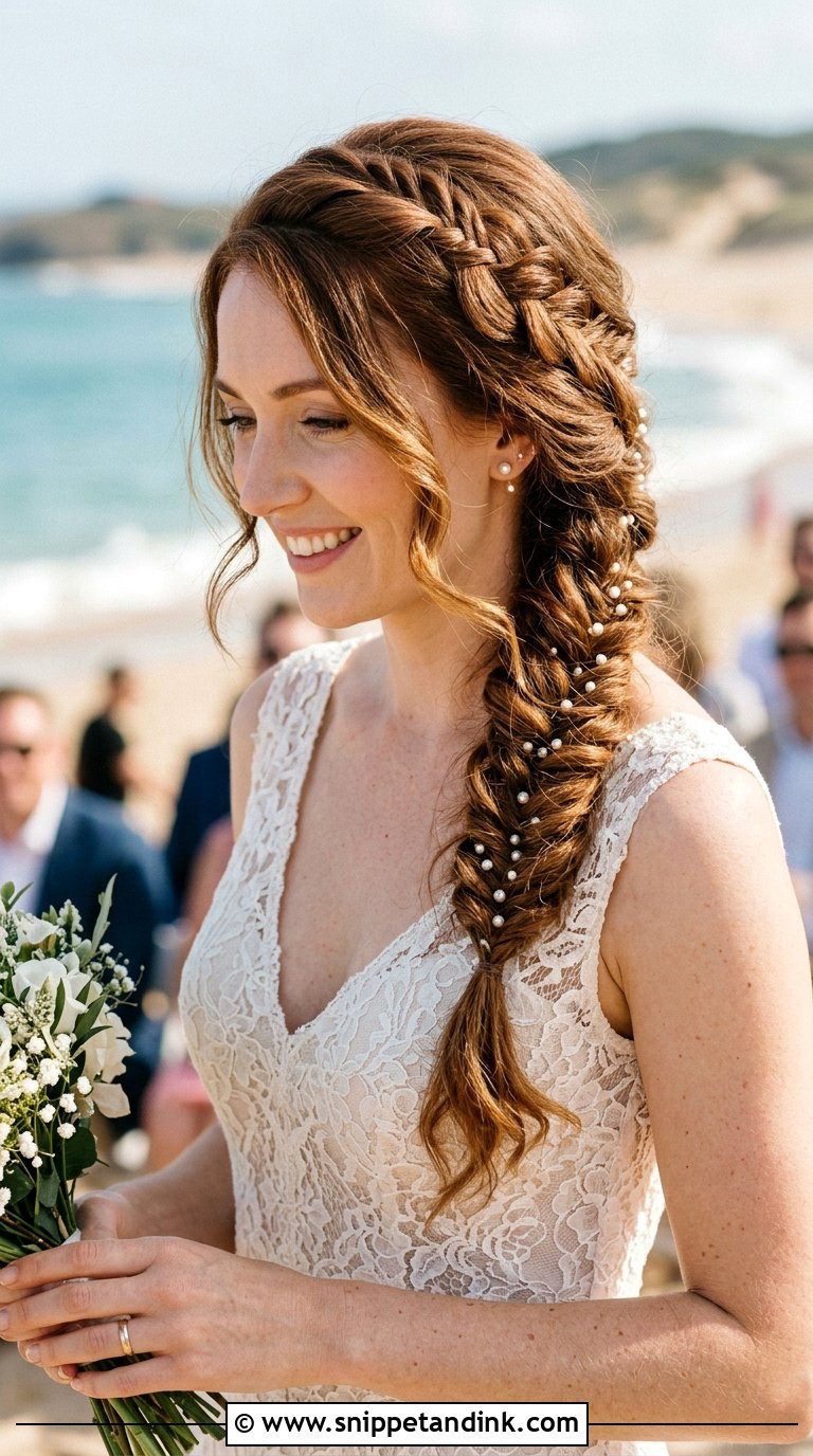 Fishtail Braid for Beach Weddings - Snippet and Ink - 20 Beach Bride Hair Ideas