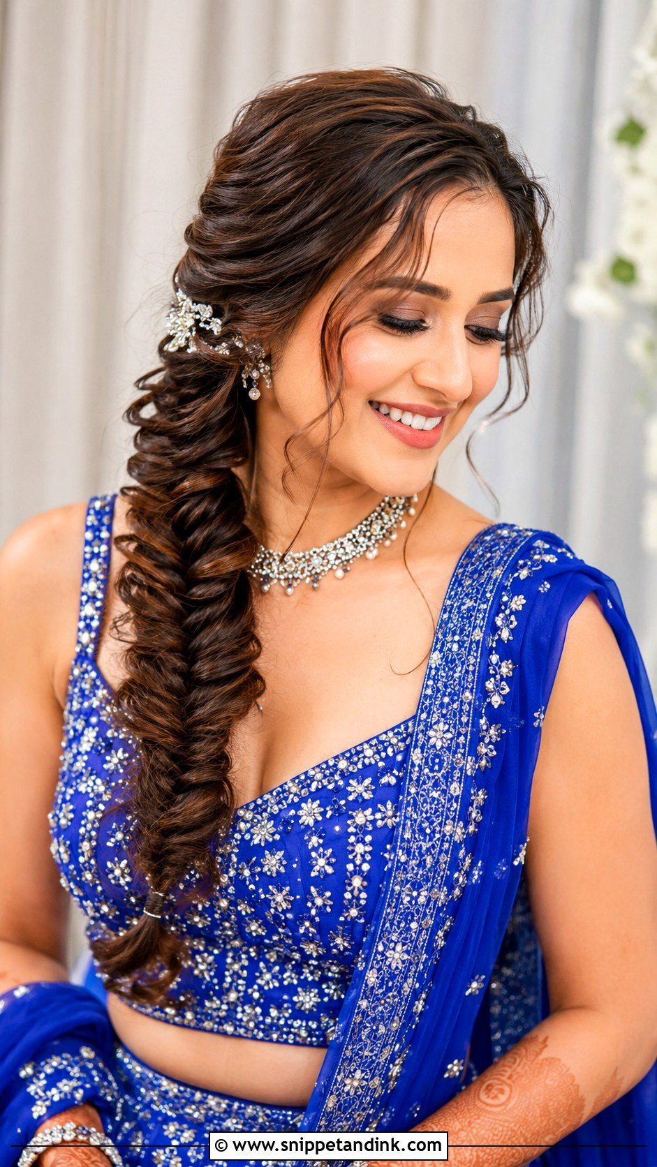 Fishtail Braid for Sangeet - Snippet and Ink - 25 Indian Wedding Hair Ideas