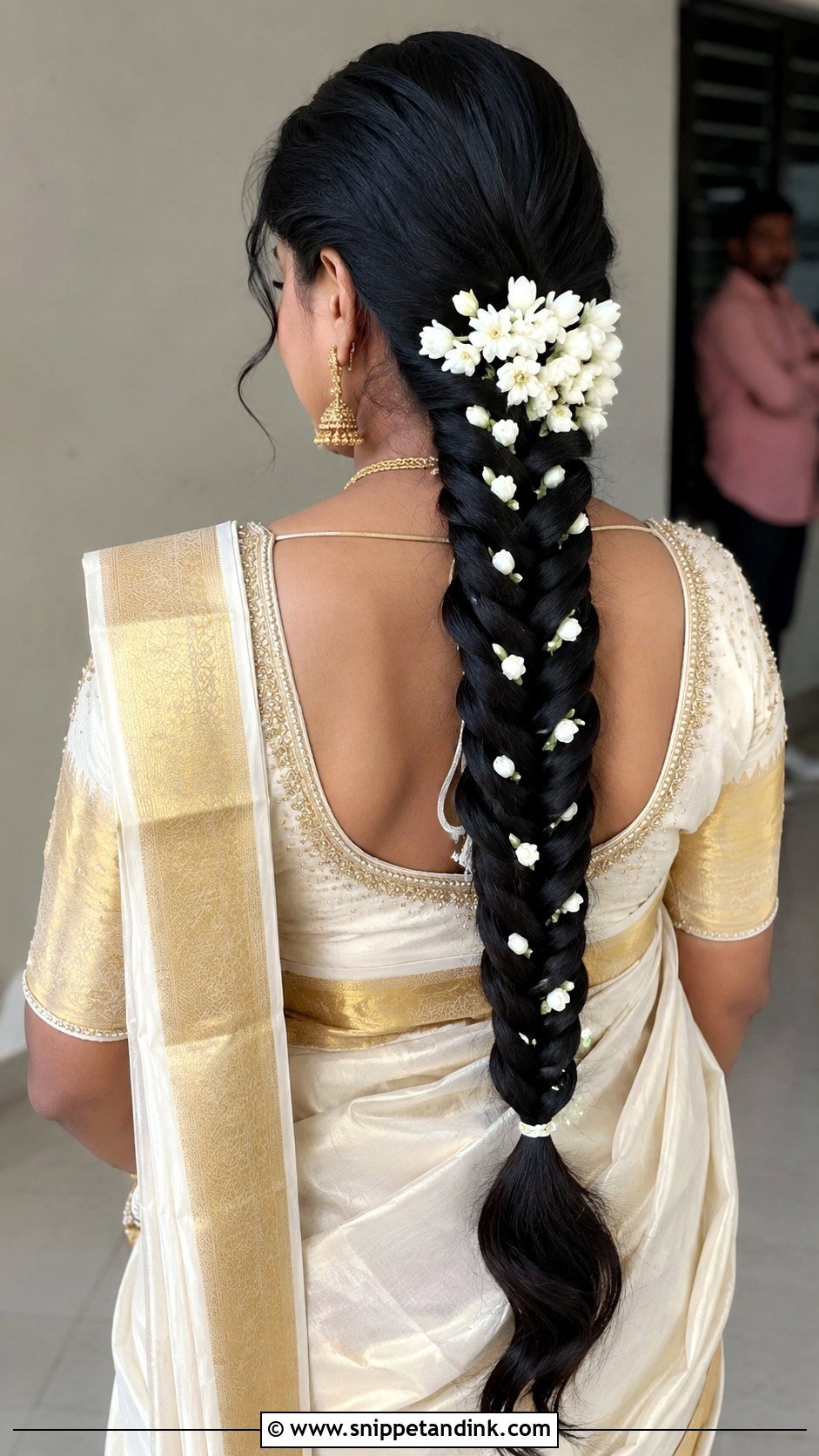 Fishtail Braid with Jasmine - Snippet and Ink - 25 Kerala Hindu Bridal Hairstyles