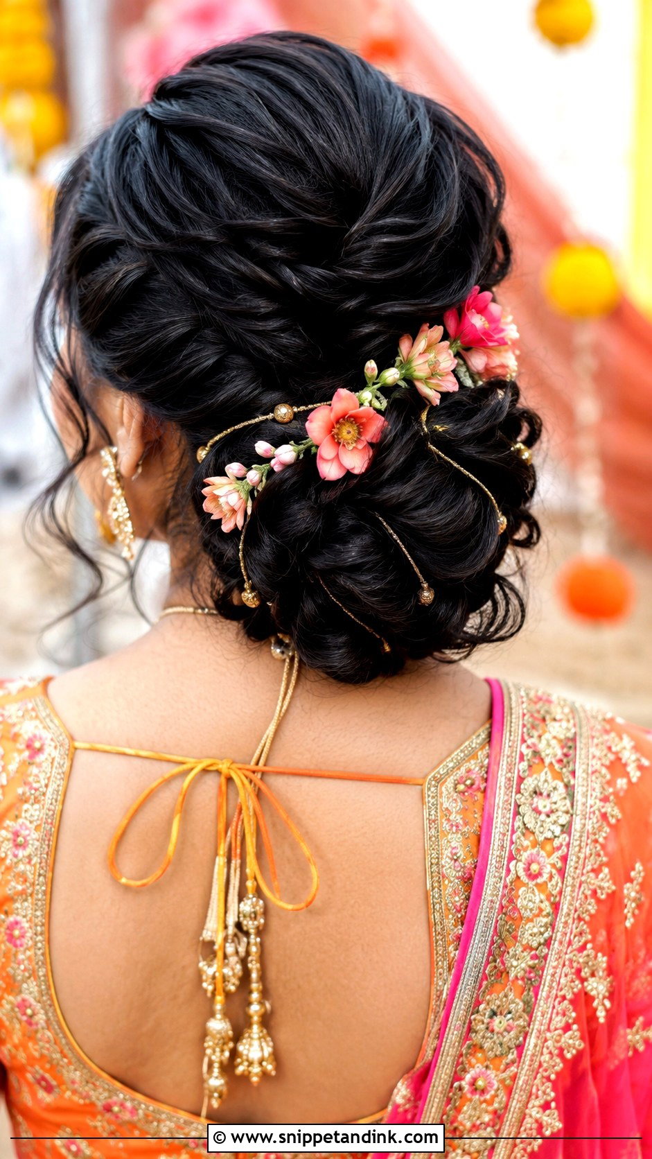 Fishtail Bun for Mehndi Function - Snippet and Ink - 30 Mehndi Hairstyles for Bride