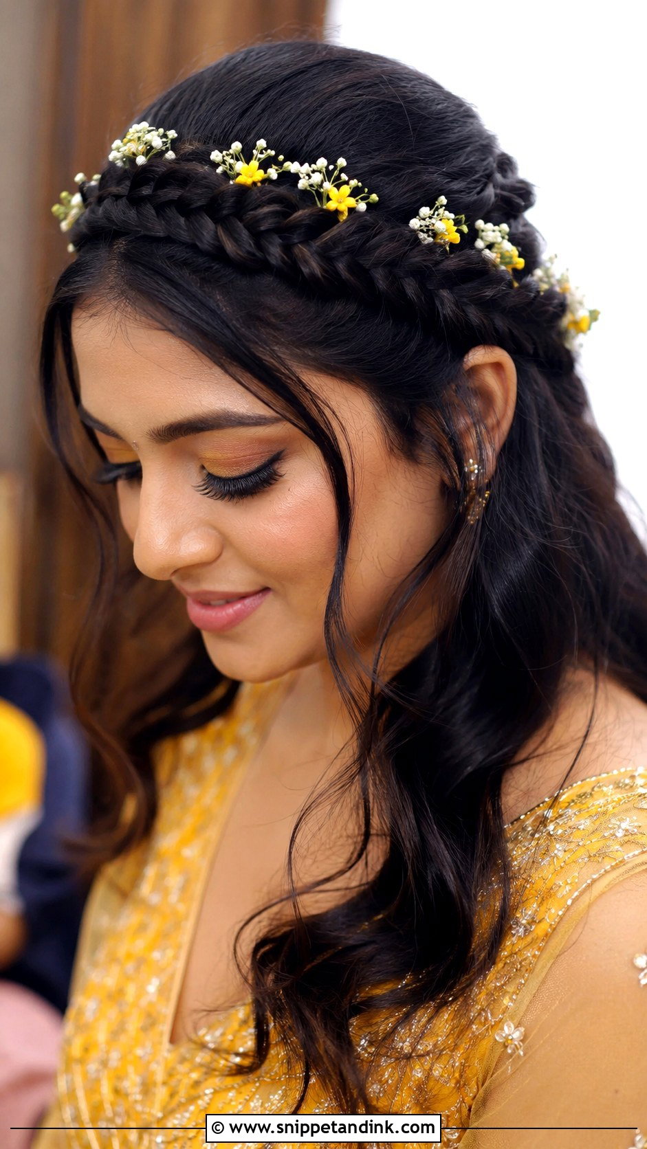 Fishtail Crown Braid - Snippet and Ink - 25 Haldi Ceremony Hairstyle for Bride Ideas