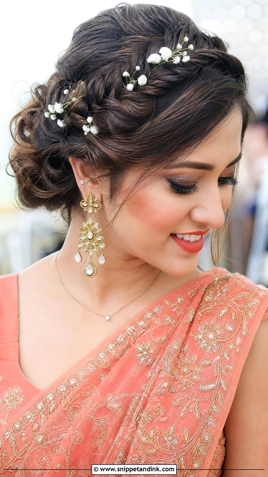 Fishtail Crown Braid Updo - Snippet and Ink - 20 Indian Bridal Braids for Long Hair