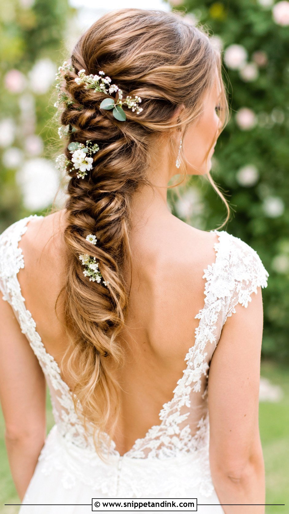 Fishtail Half Up Wedding Hairstyle - Snippet and Ink - 30 Open Hair Wedding Hairstyles