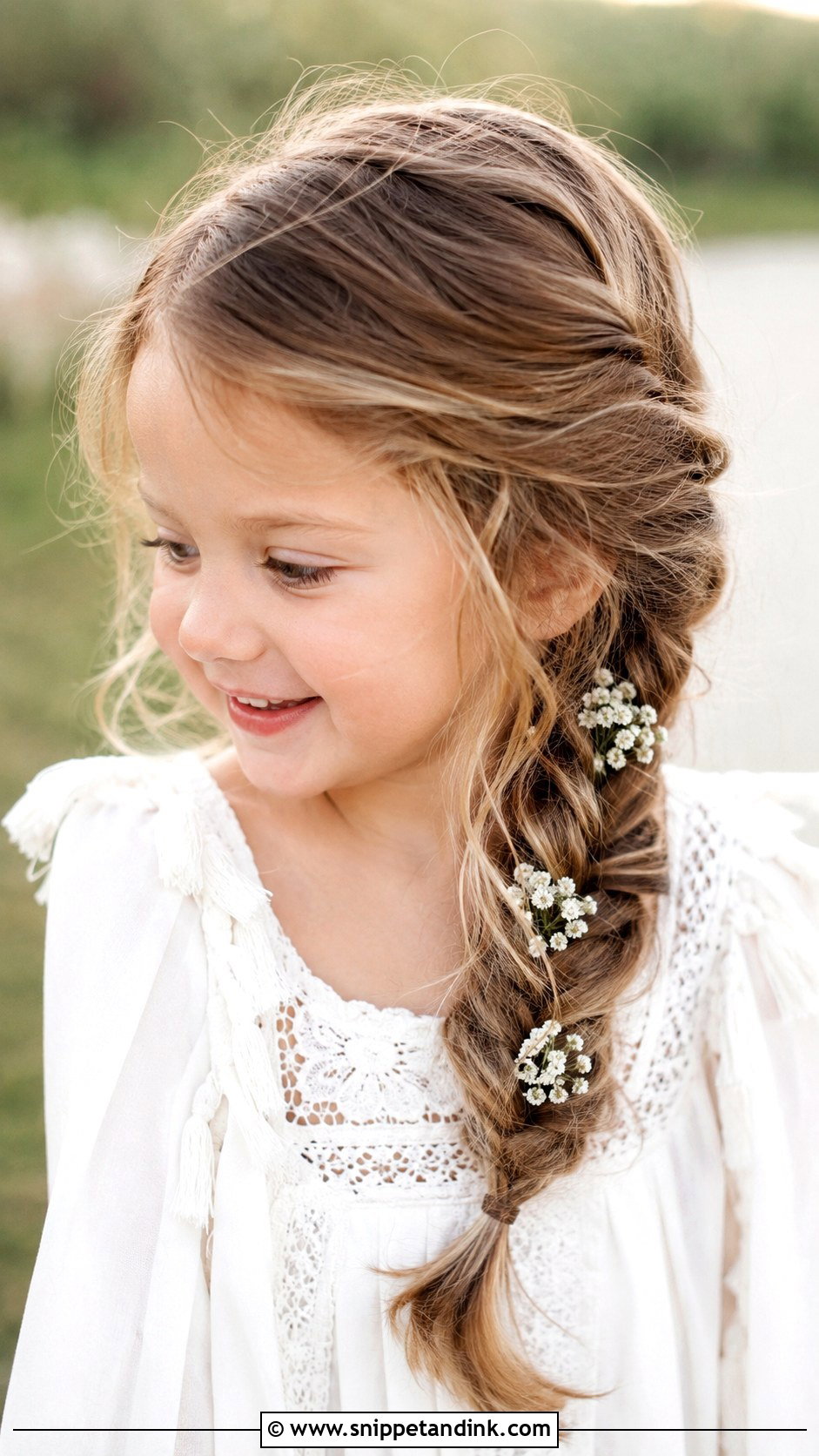 Fishtail Side Braid - Snippet and Ink - 20 Flowergirl Hairstyle for Toddler Ideas