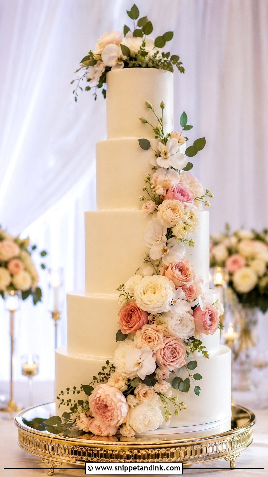 Five Tier Floral Wedding Cake - Snippet and Ink - 20 Elaborate Cakes for Wedding