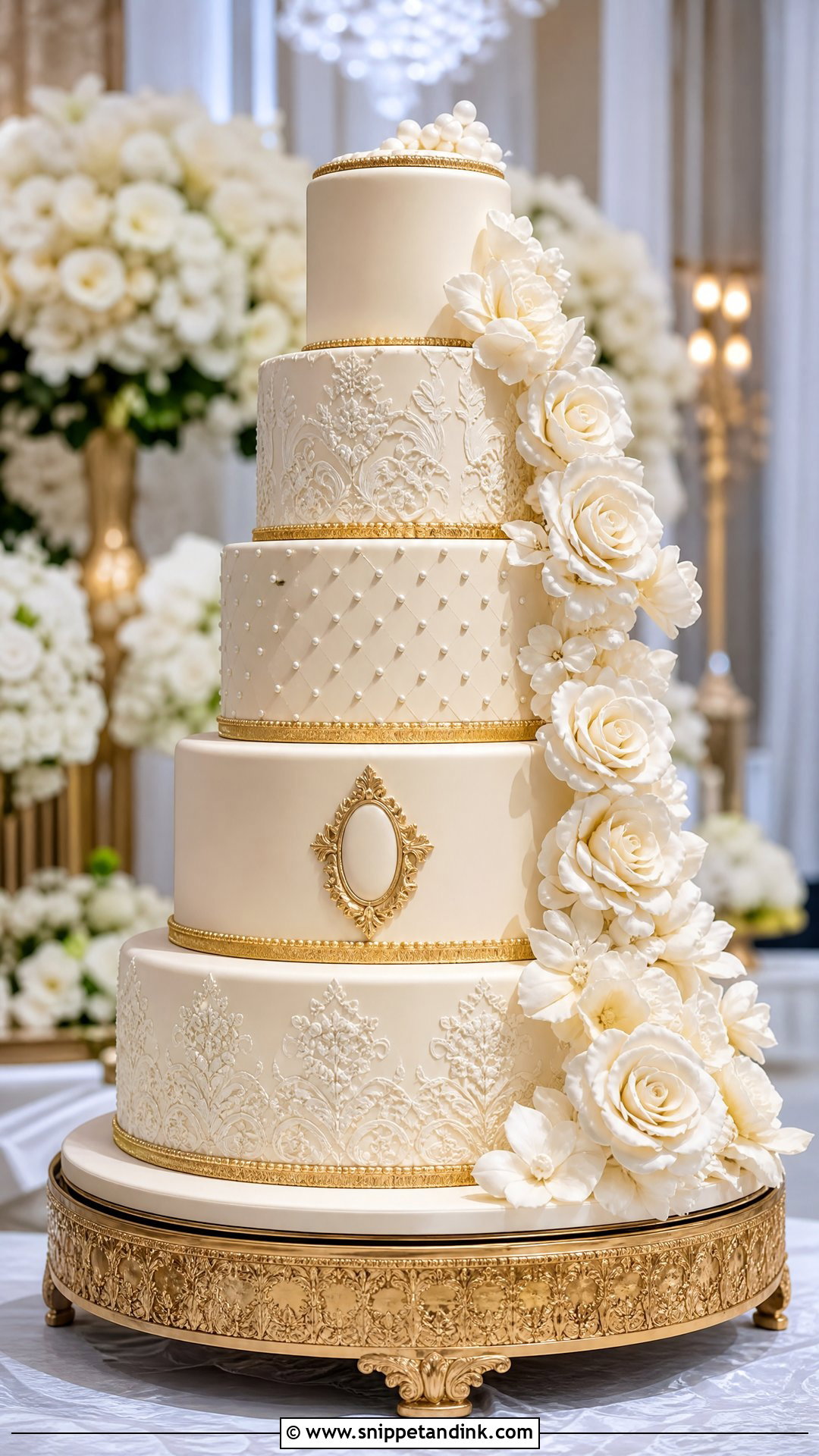 Five Tier Fondant Wedding Cake - Snippet and Ink - 35 Fondant Cakes for Wedding