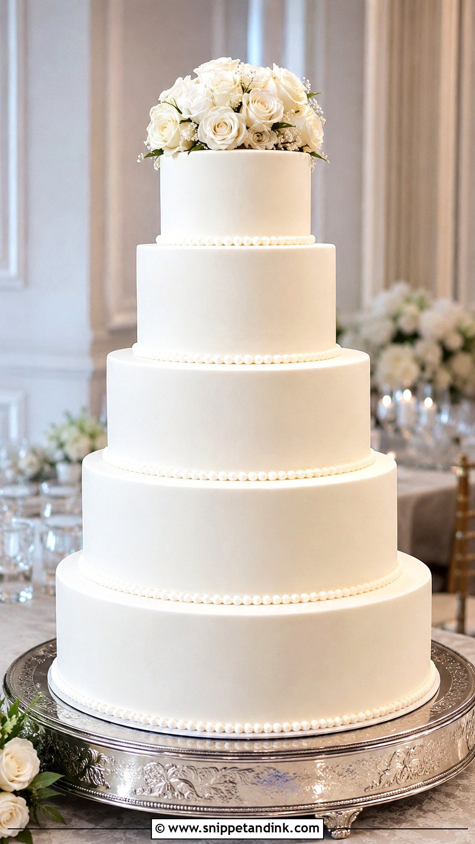 Five Tier Wedding Cake - Snippet and Ink - 20 Wedding Cakes for 200 Guests