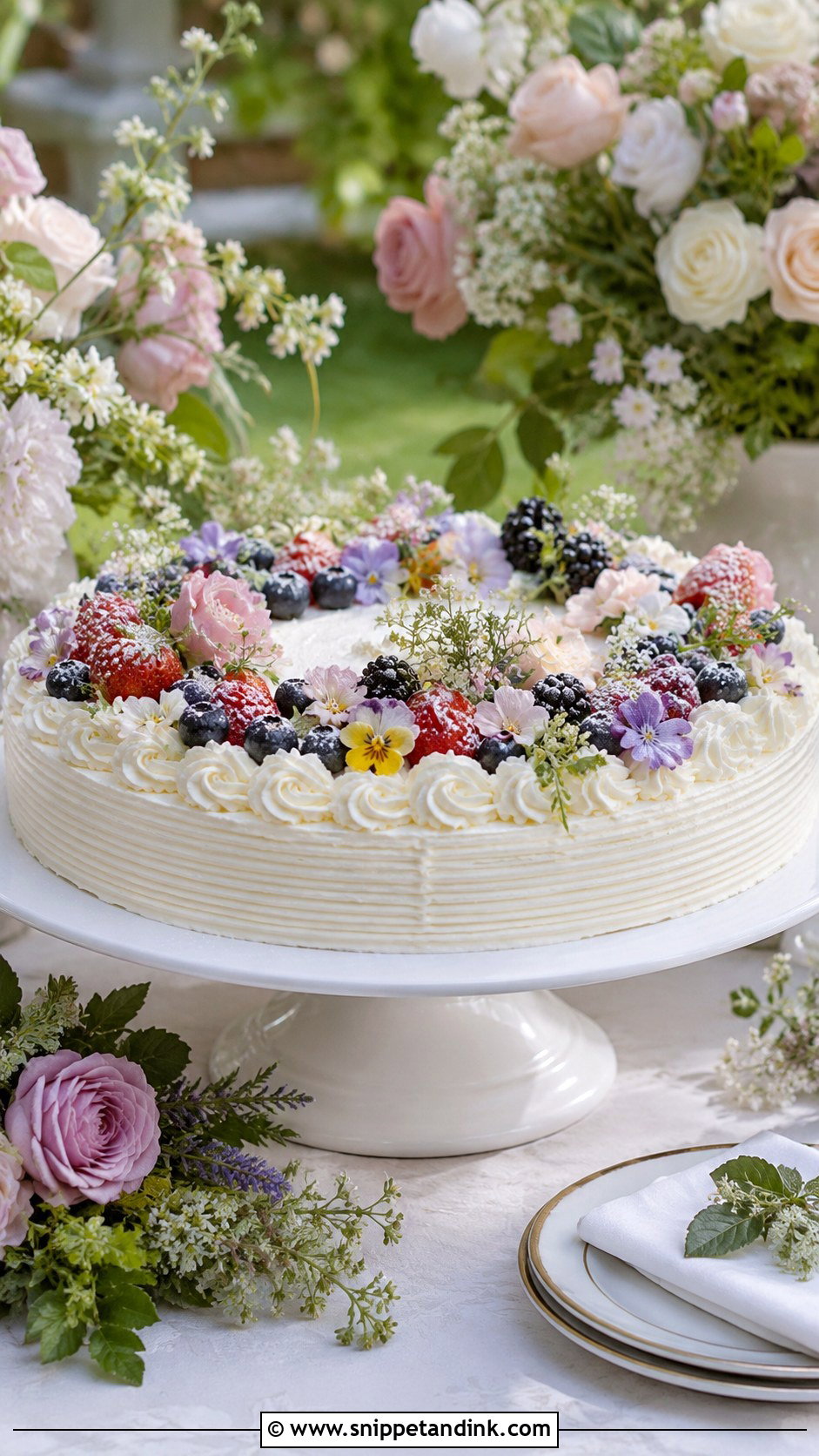 Flat Italian Floral Wedding Cake - Snippet and Ink - 20 Flat Italian Wedding Cake Ideas