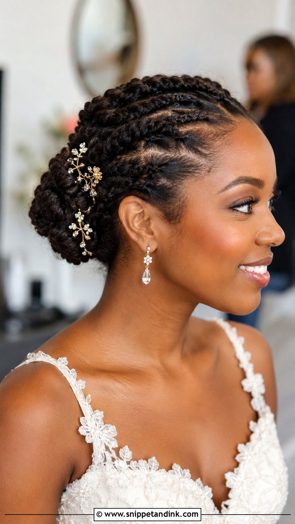 Flat Twist Bun Bridal Style - Snippet and Ink - 25 Wedding Hairstyles for Black Women