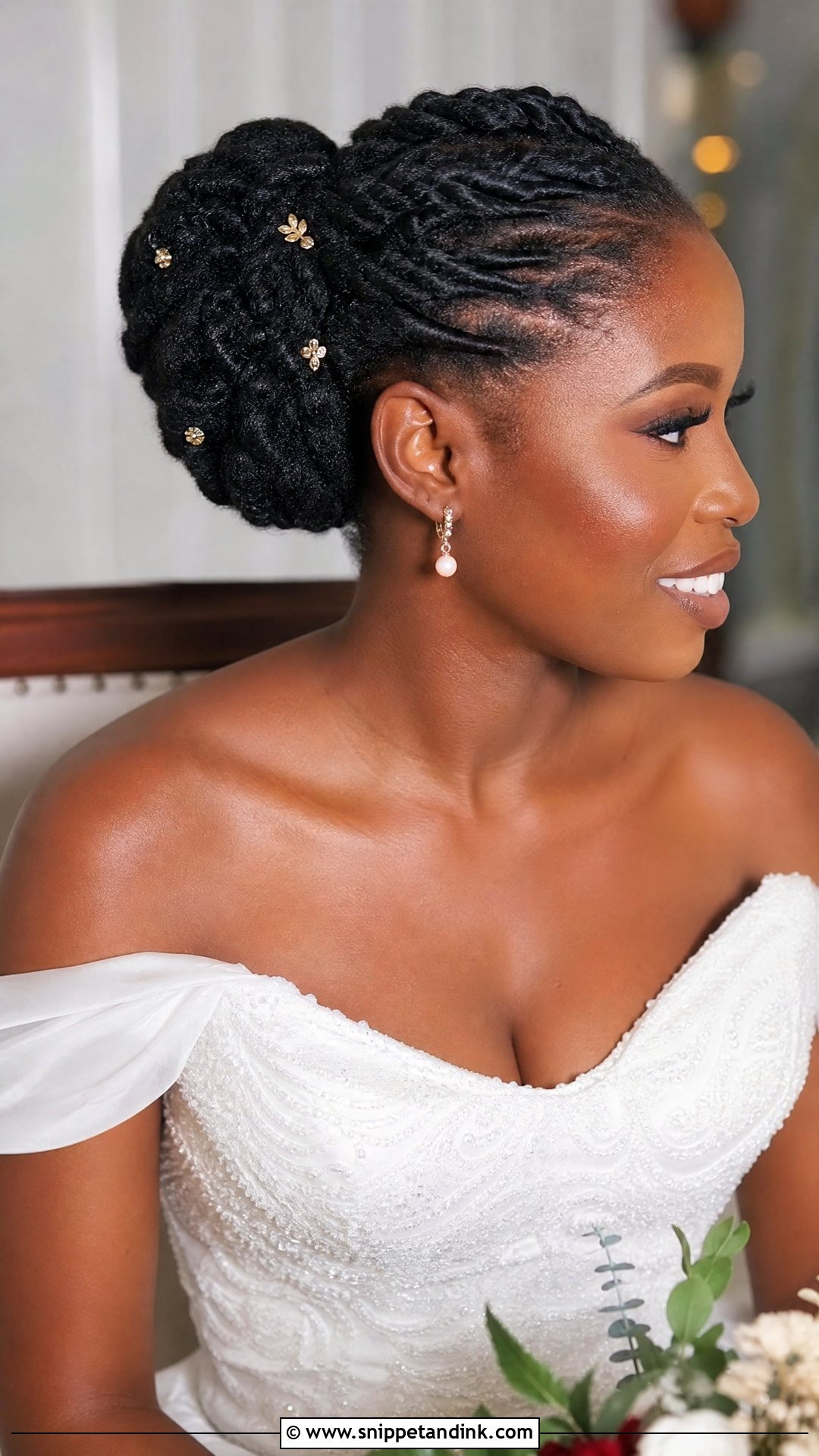 Flat Twist Bun for Black Brides - Snippet and Ink - 25 Black Hair Bride Hairstyles