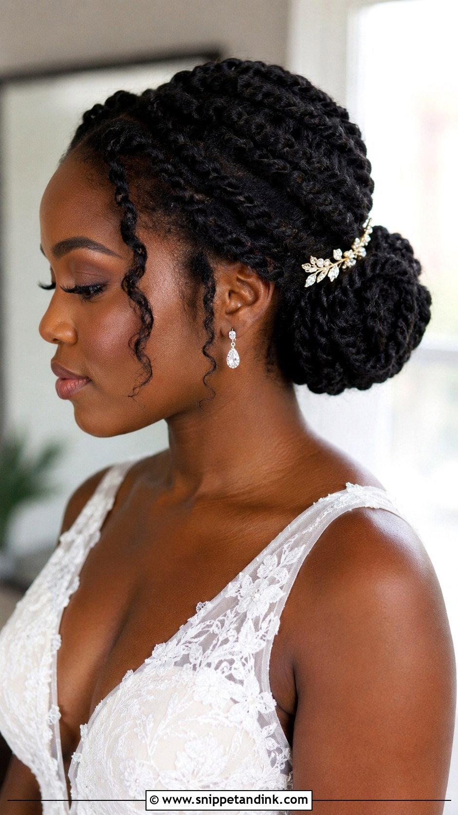 Flat Twist Bun for Black Brides - Snippet and Ink - 20 Black Hair Bride Ideas