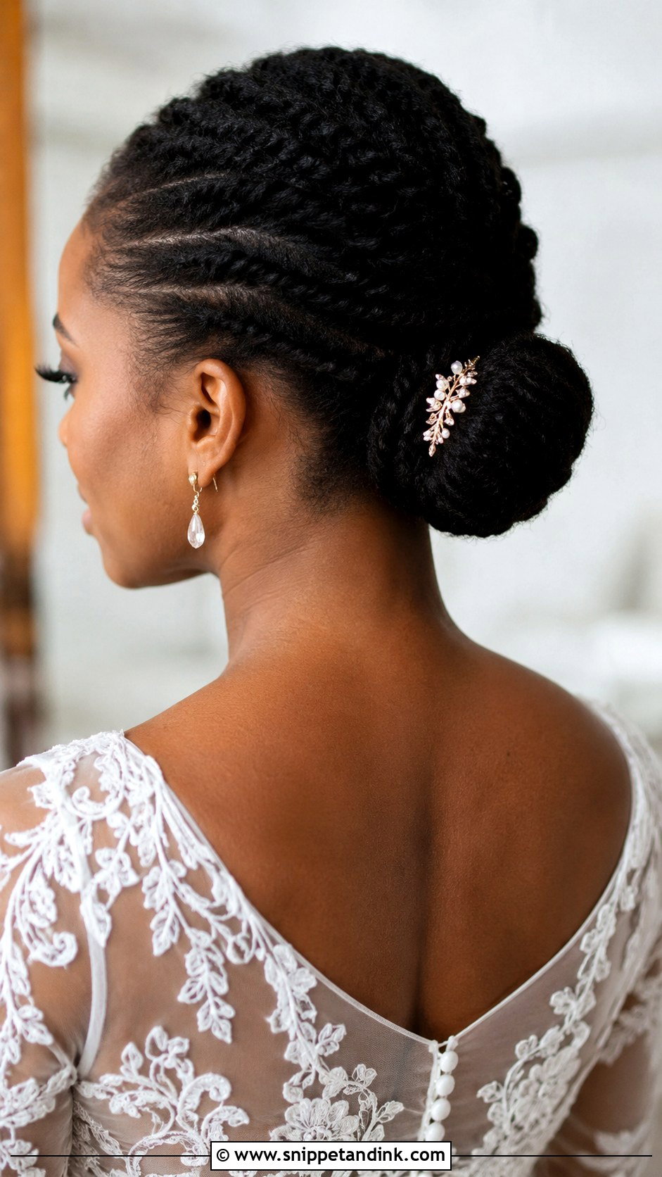 Flat Twist Bun for Brides - Snippet and Ink - 30 Natural Hair Wedding Ideas