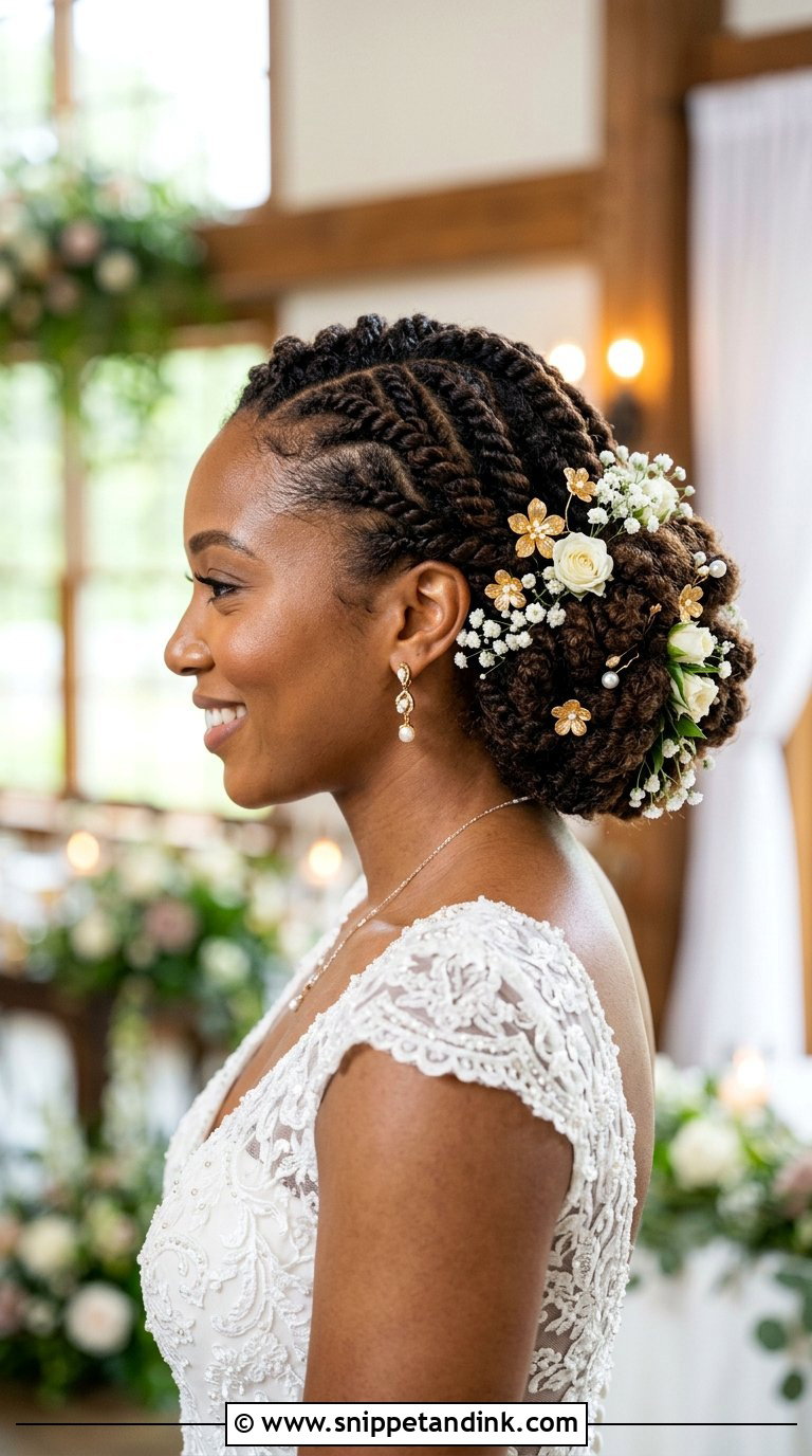 Flat Twist Updo - Snippet and Ink - 20 Bridal Hairstyles for Black Women