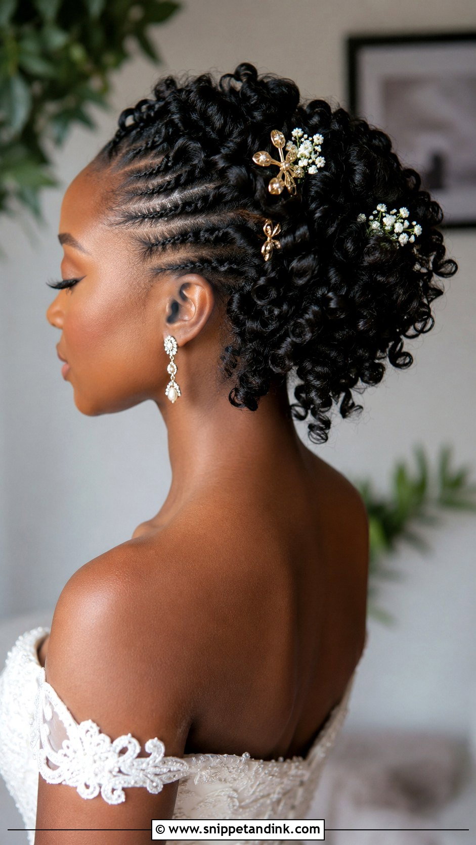 Flat Twist Updo With Curls - Snippet and Ink - 20 Black Hair Bride Ideas