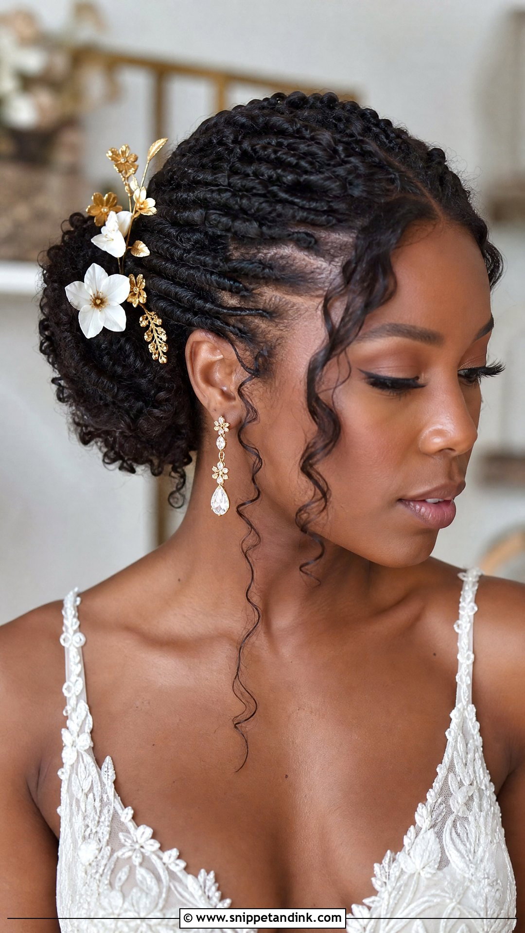Flat Twist Updo With Curls - Snippet and Ink - 20 Black Bridal Hair Ideas