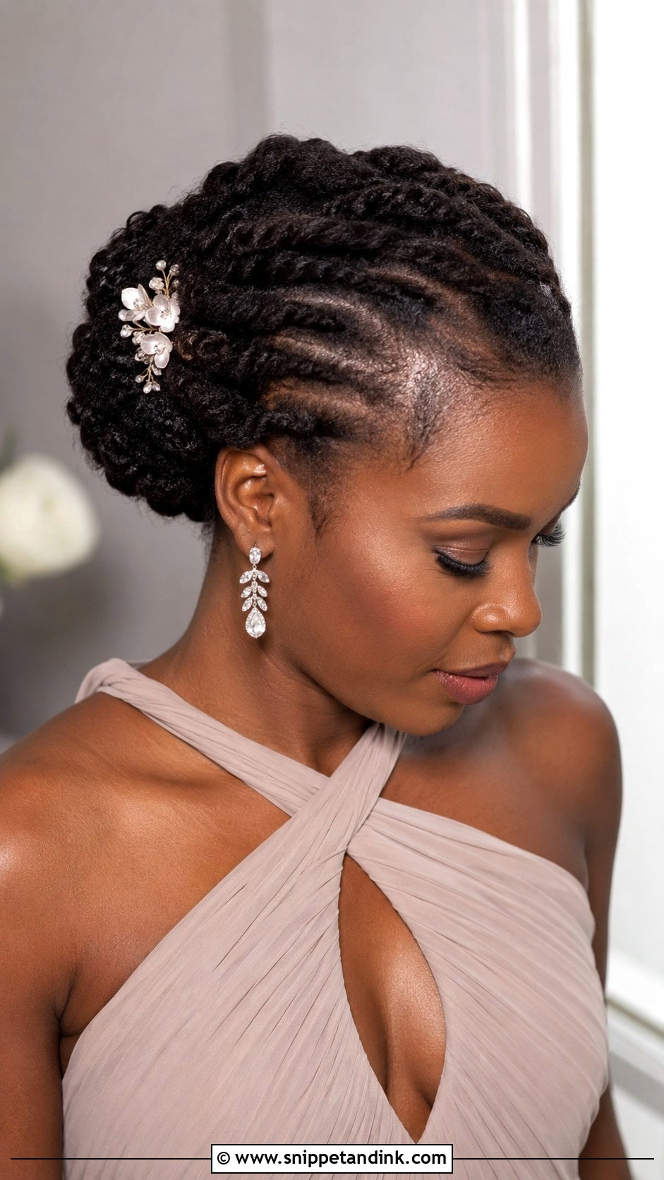 Flat Twist Updo for Natural Hair - Snippet and Ink - 25 Wedding Guest Hairstyles Black Women
