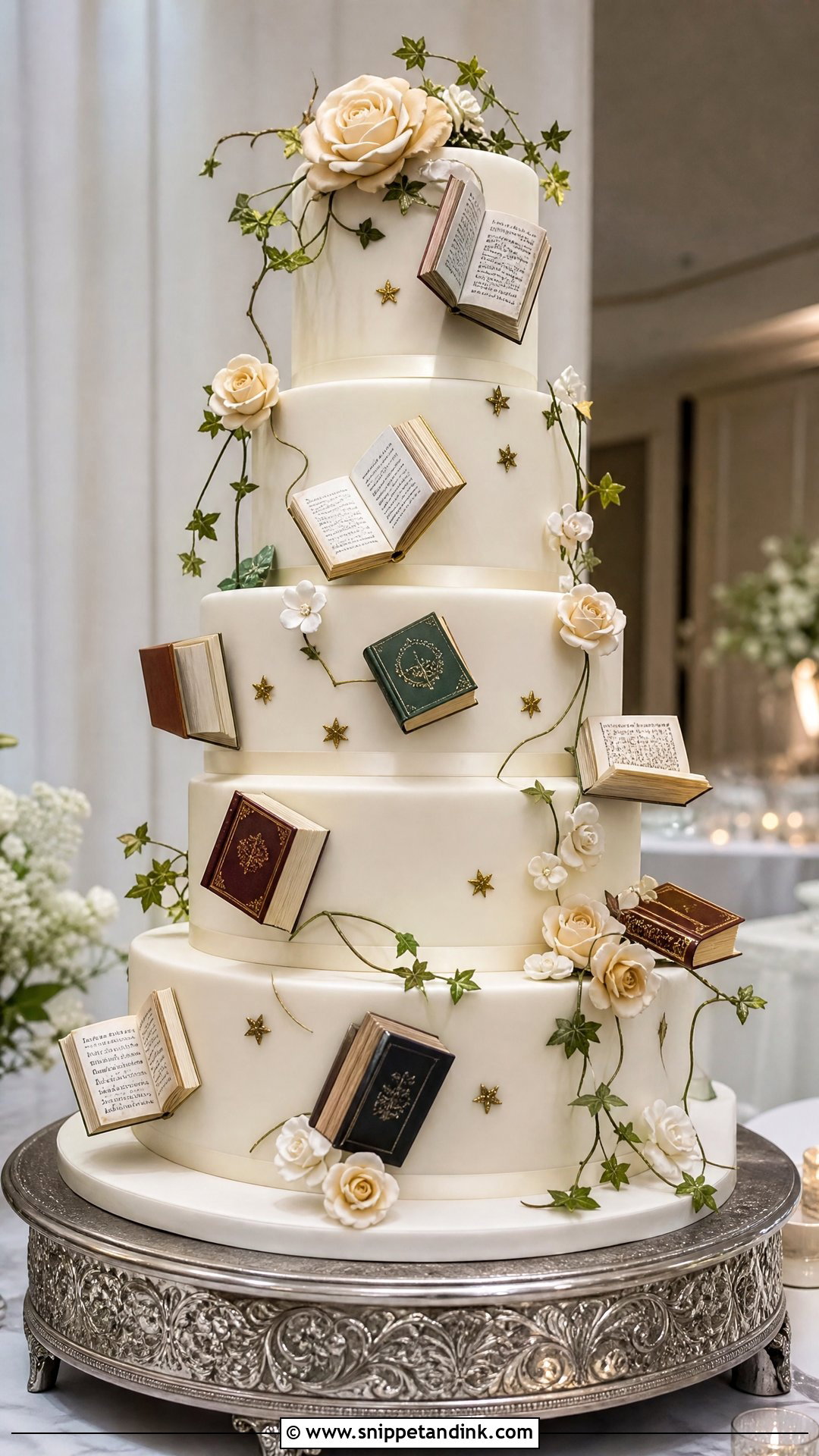 Floating Book Wedding Cake - Snippet and Ink - 25 Book Theme Cake Ideas for Wedding
