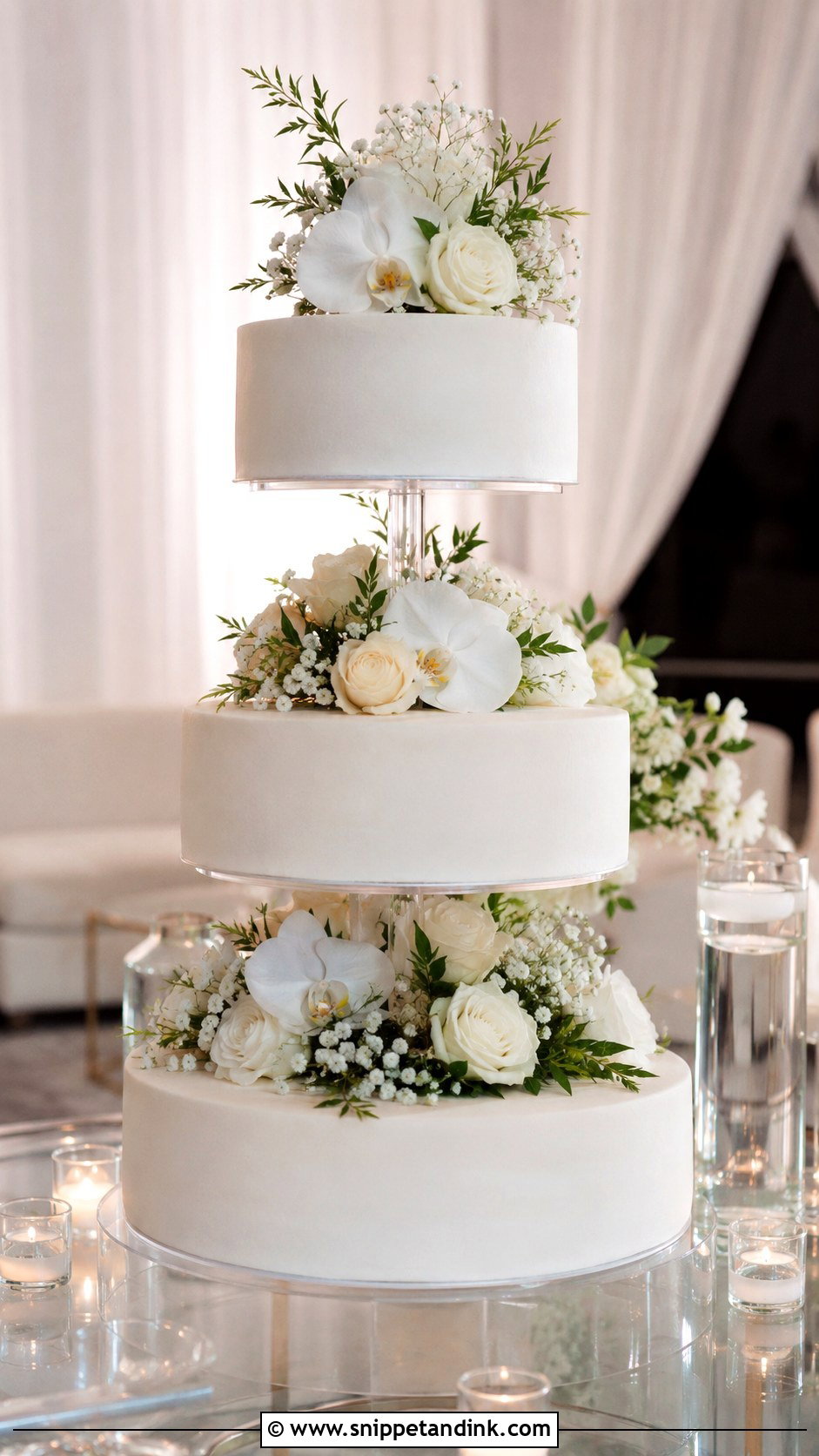 Floating Floral Wedding Cake - Snippet and Ink - 20 Modern Floral Wedding Cake Ideas