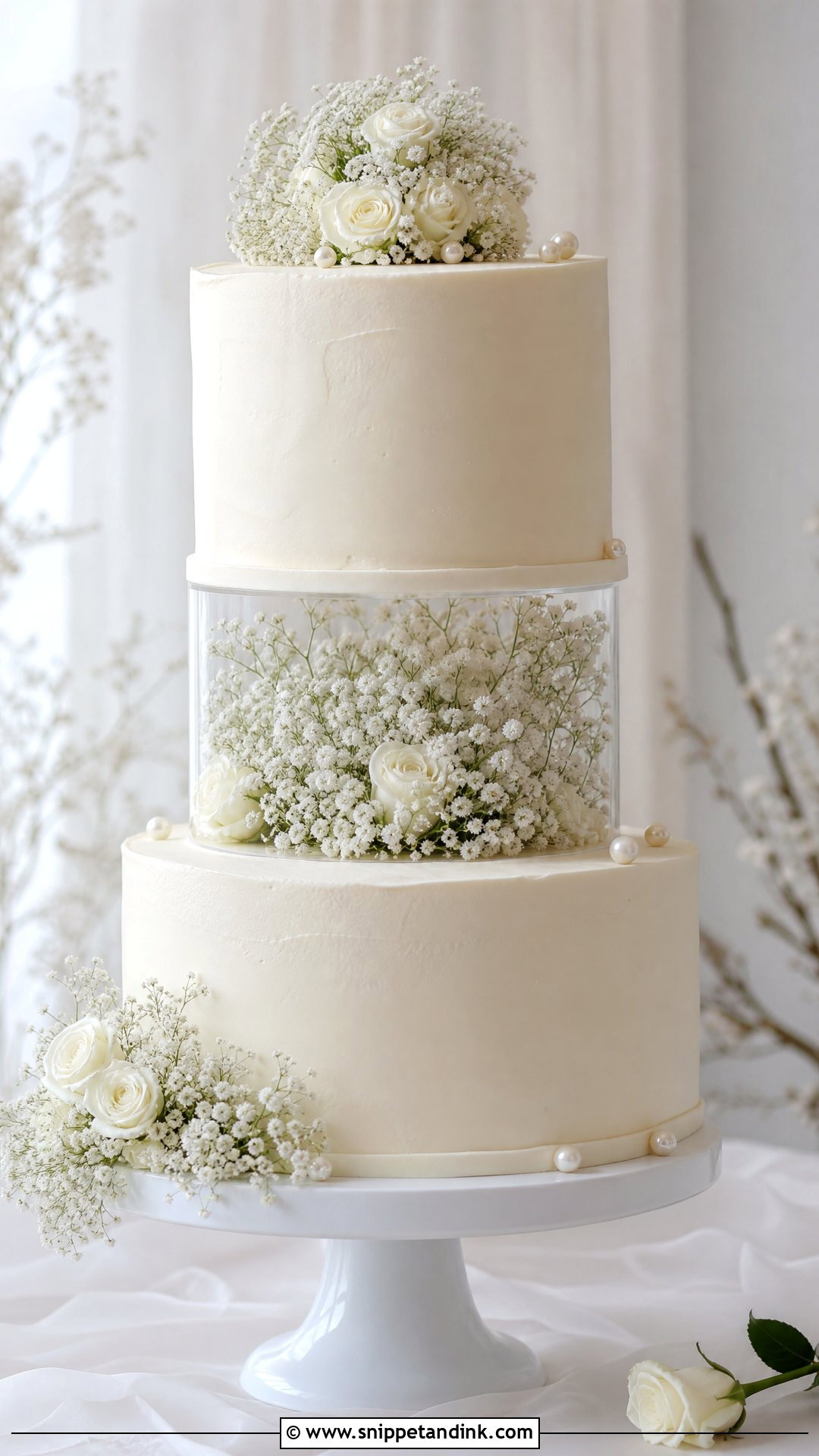 Floating Wedding Cake With Babys Breath - Snippet and Ink - 25 Floating Cake Ideas for Wedding