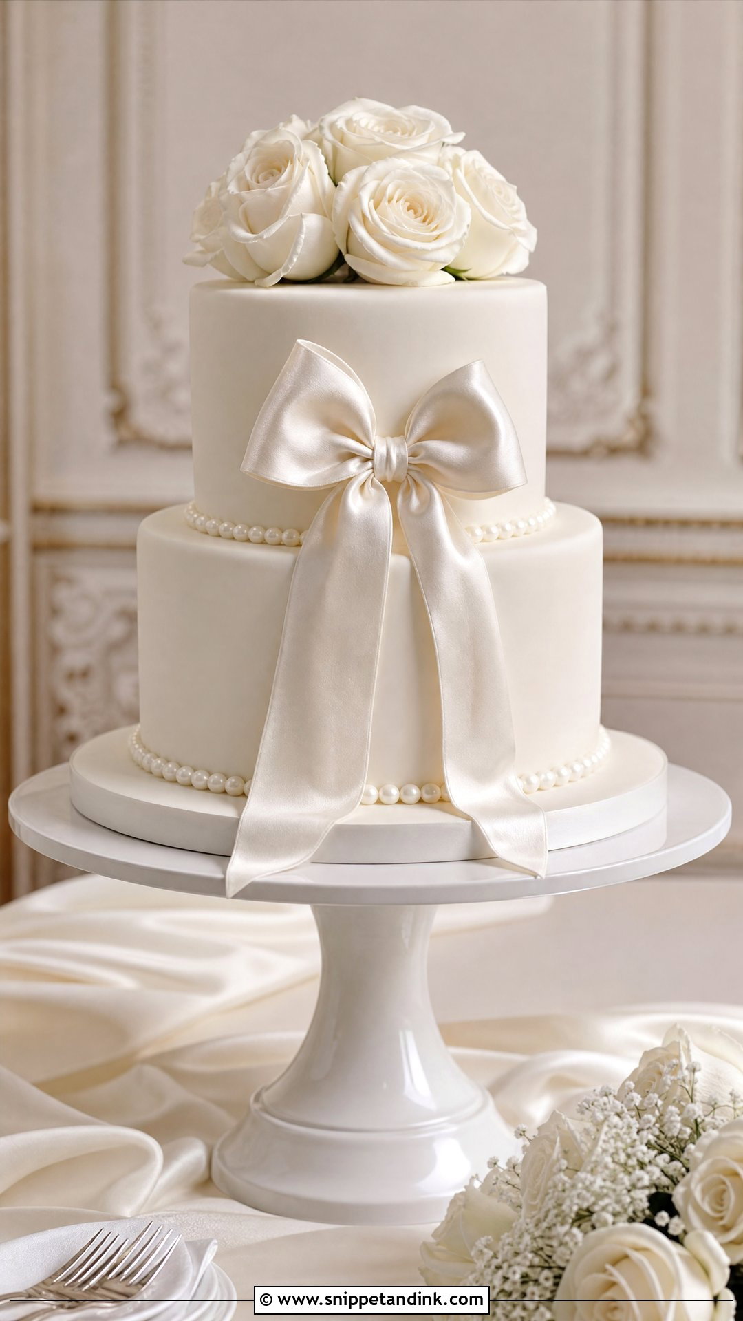 Floating Wedding Cake With Bow Details - Snippet and Ink - 25 Floating Cake Ideas for Wedding