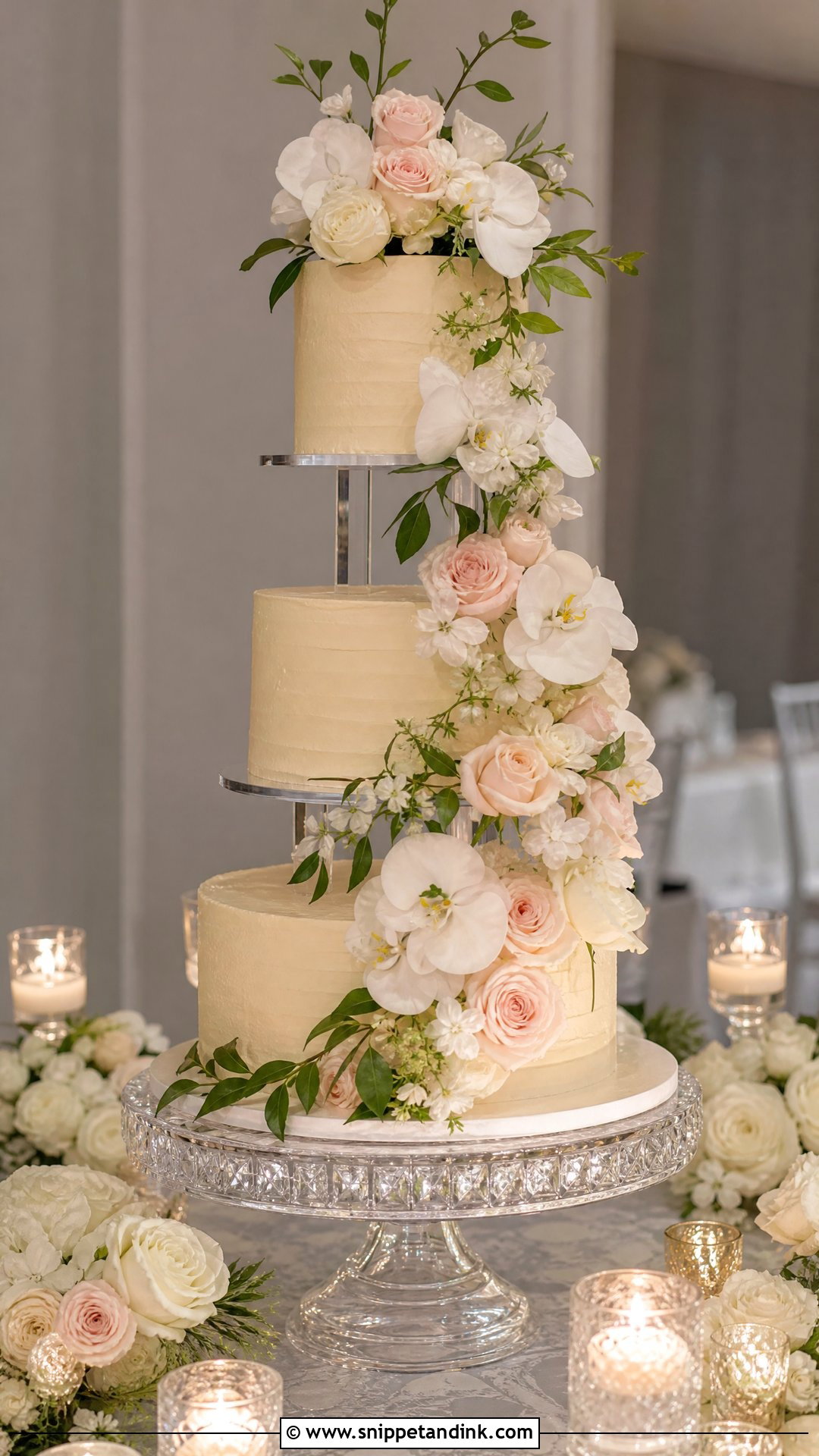 Floating Wedding Cake With Cascading Flowers - Snippet and Ink - 25 Floating Cake Ideas for Wedding