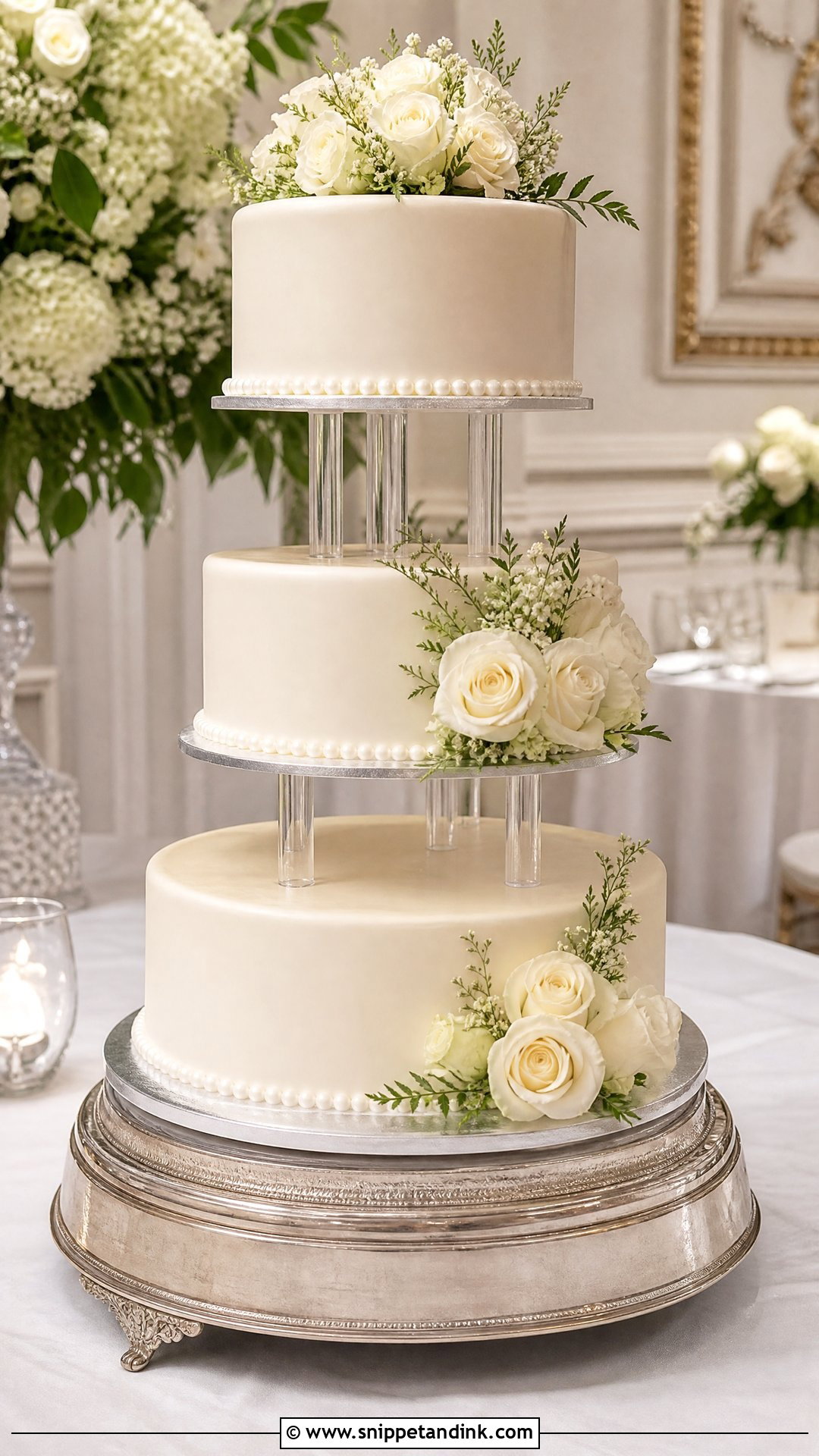 Floating Wedding Cake With Clear Pillars - Snippet and Ink - 25 Floating Cake Ideas for Wedding