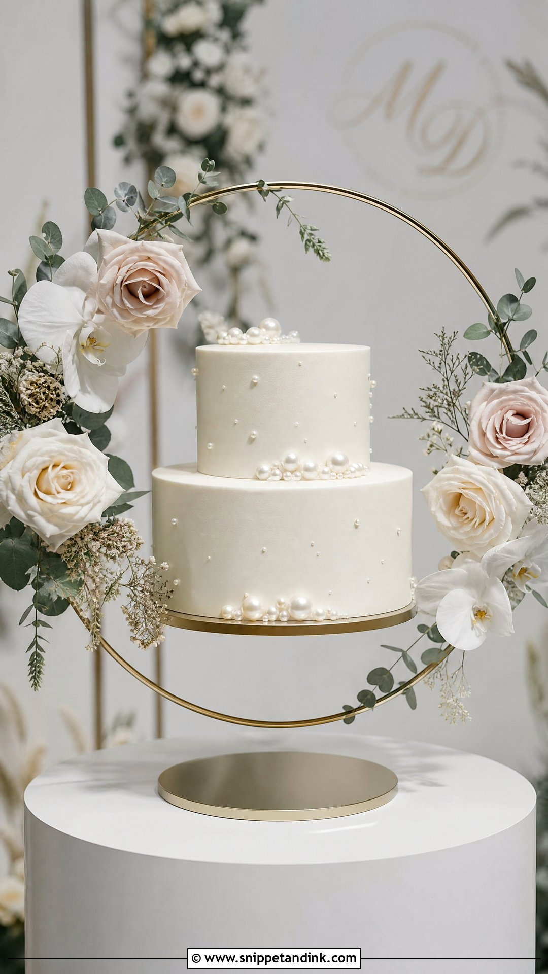 Floating Wedding Cake With Floral Hoop - Snippet and Ink - 25 Floating Cake Ideas for Wedding