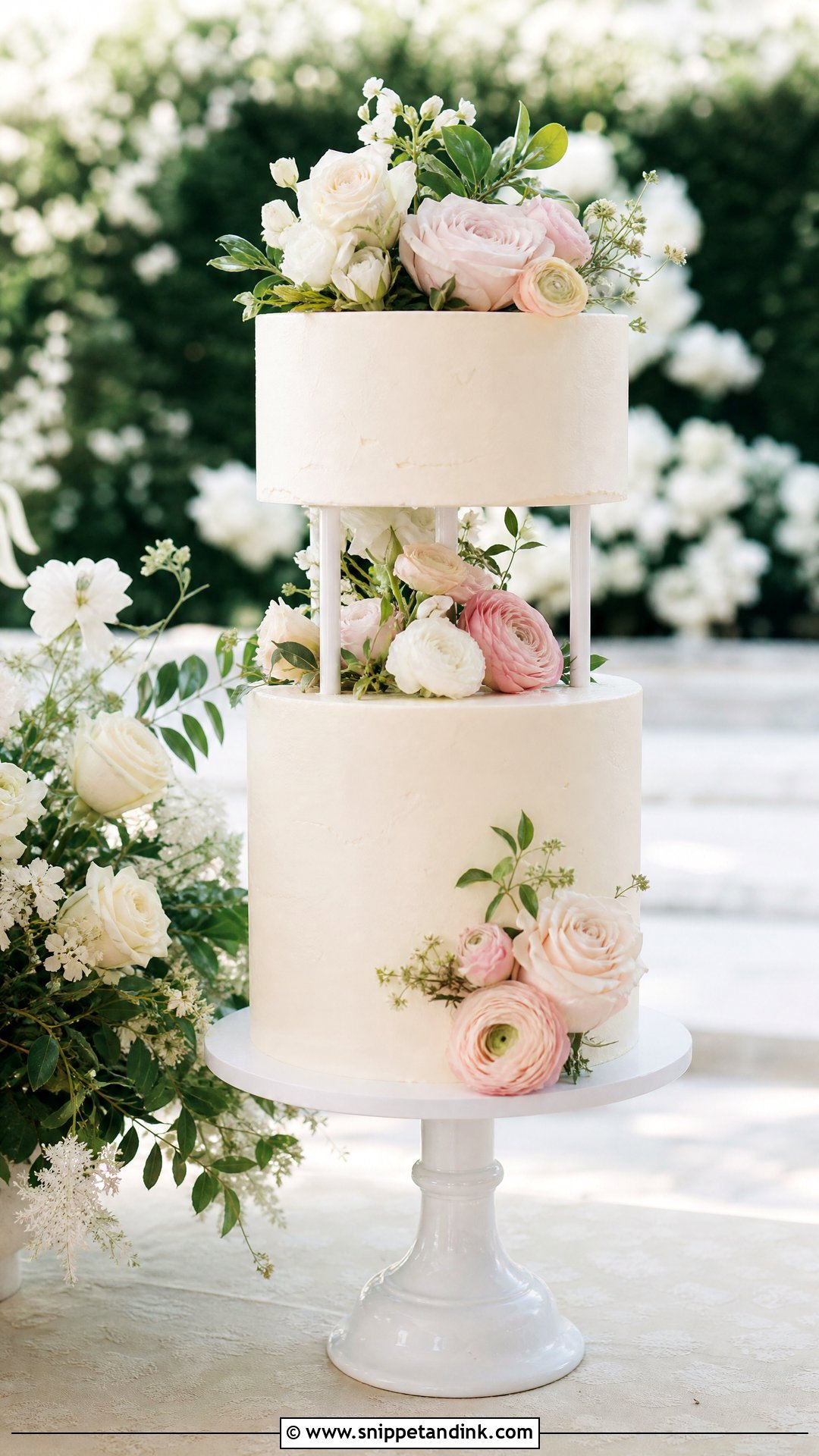 Floating Wedding Cake With Fresh Flowers - Snippet and Ink - 25 Floating Cake Ideas for Wedding