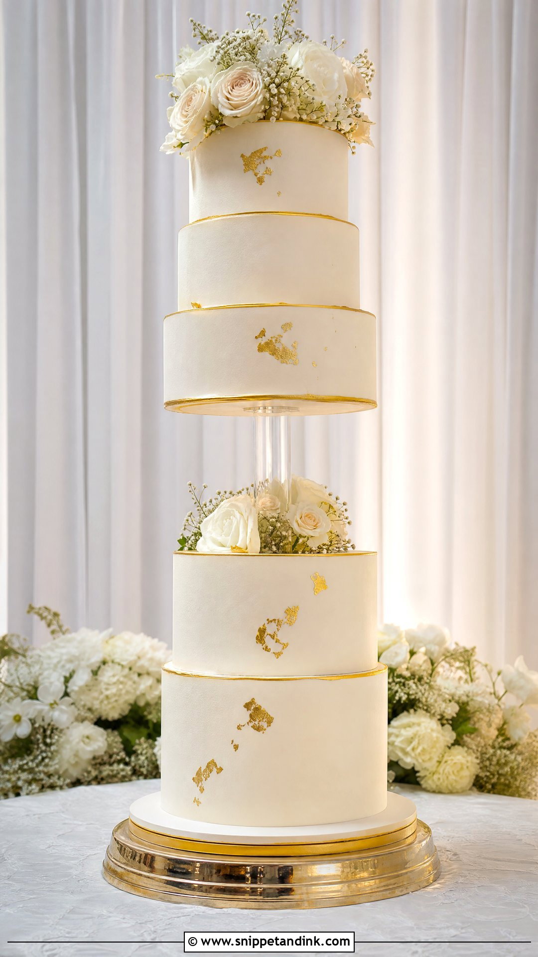 Floating Wedding Cake With Gold Details - Snippet and Ink - 25 Floating Cake Ideas for Wedding