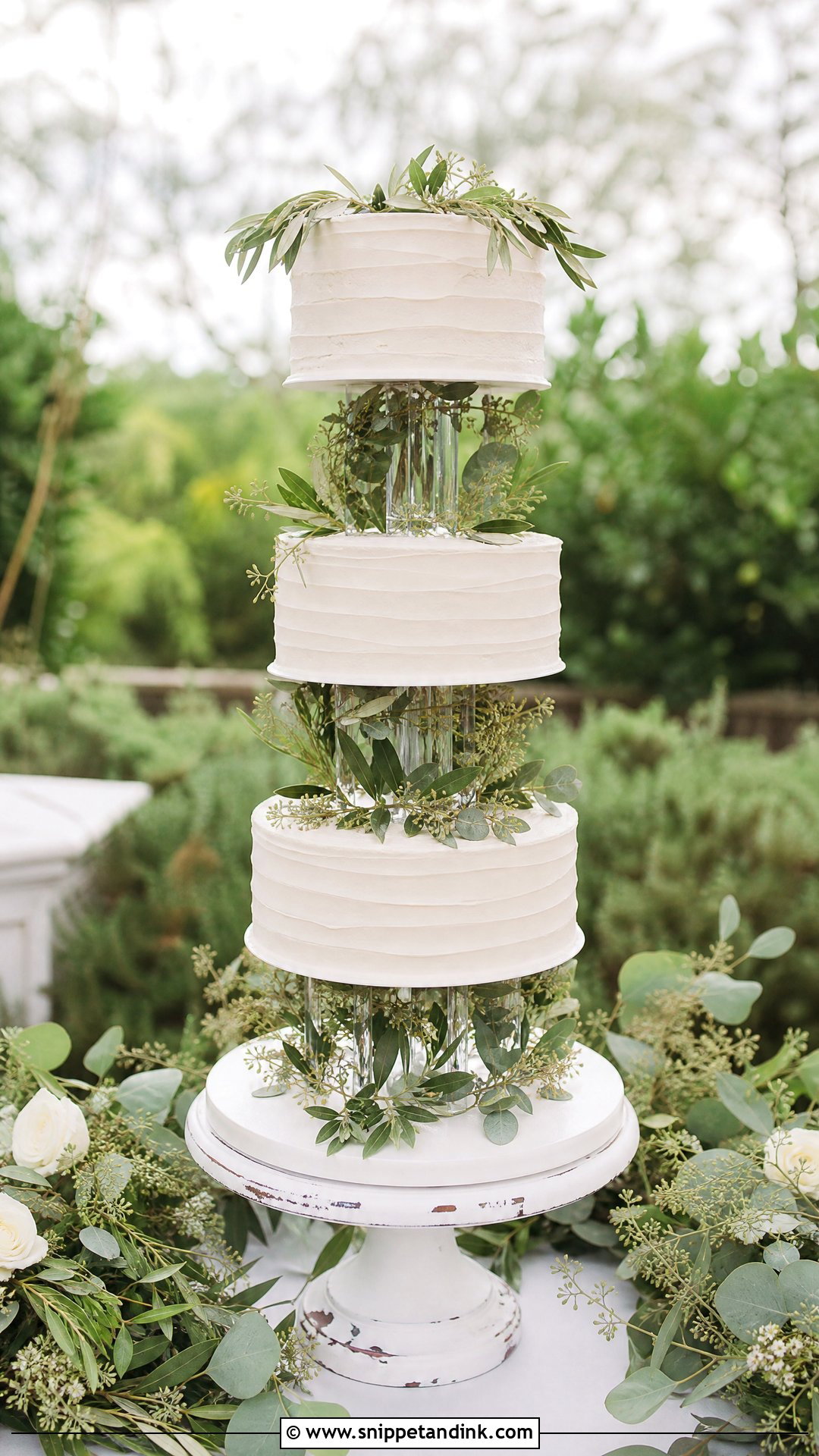 Floating Wedding Cake With Greenery - Snippet and Ink - 25 Floating Cake Ideas for Wedding