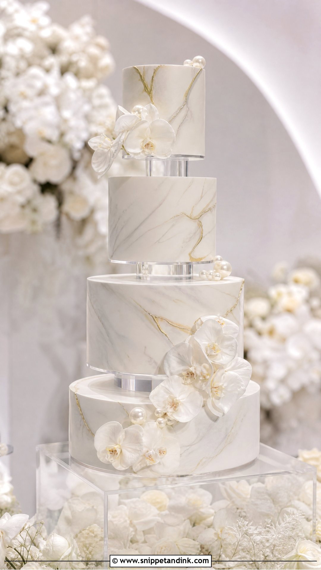 Floating Wedding Cake With Marble Finish - Snippet and Ink - 25 Floating Cake Ideas for Wedding