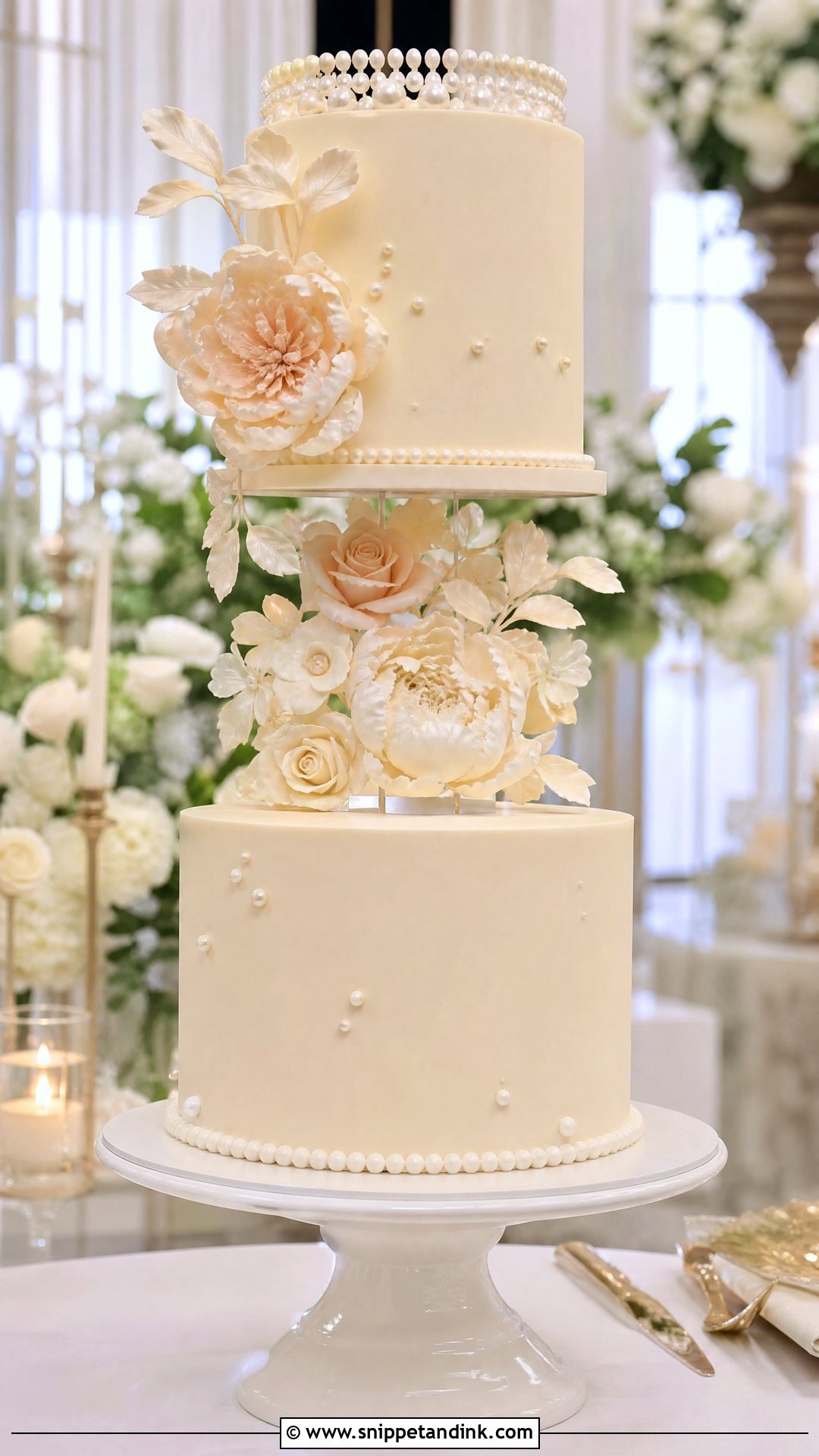 Floating Wedding Cake With Sugar Flowers - Snippet and Ink - 25 Floating Cake Ideas for Wedding