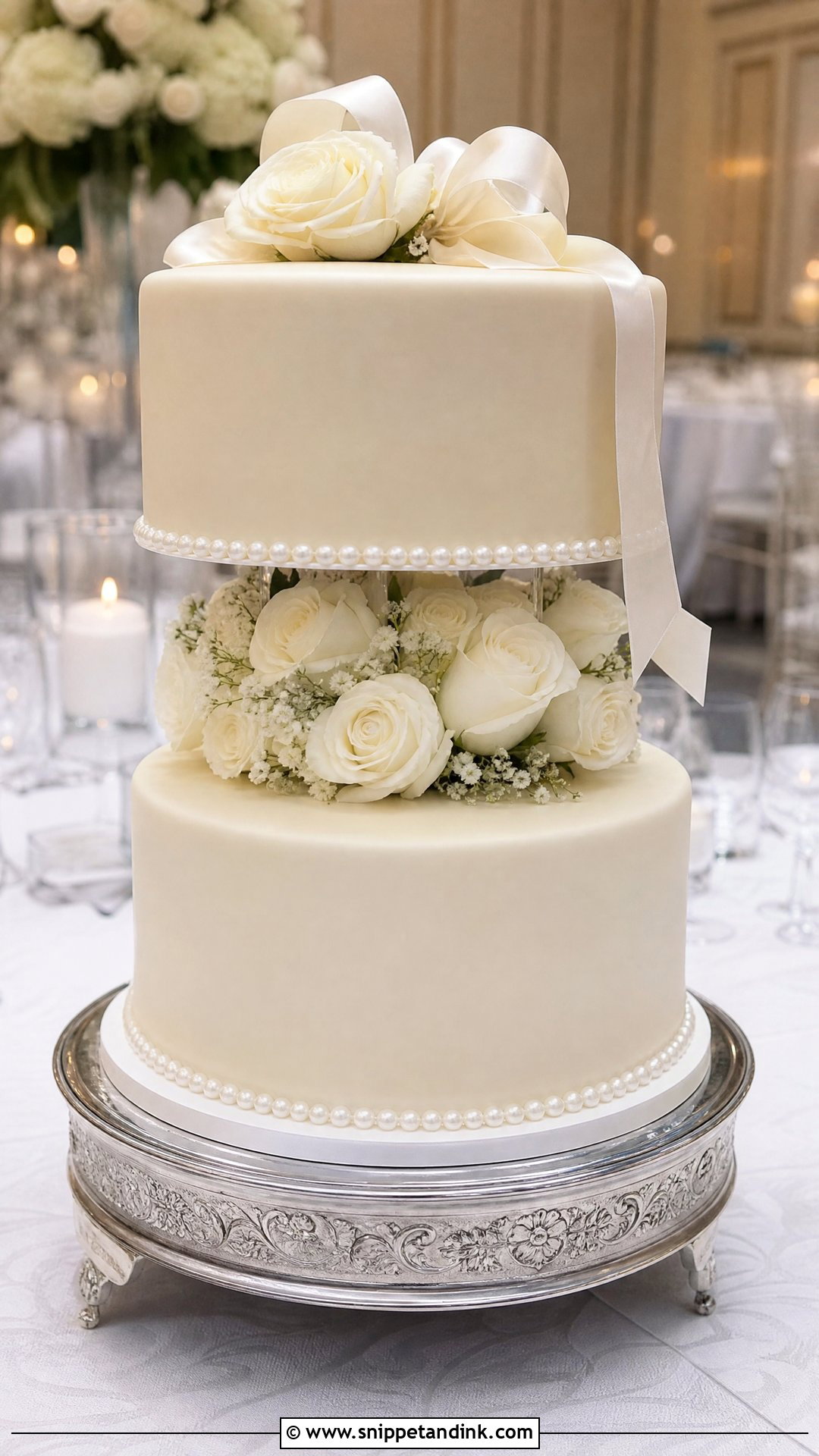 Floating Wedding Cake With White Roses - Snippet and Ink - 25 Floating Cake Ideas for Wedding