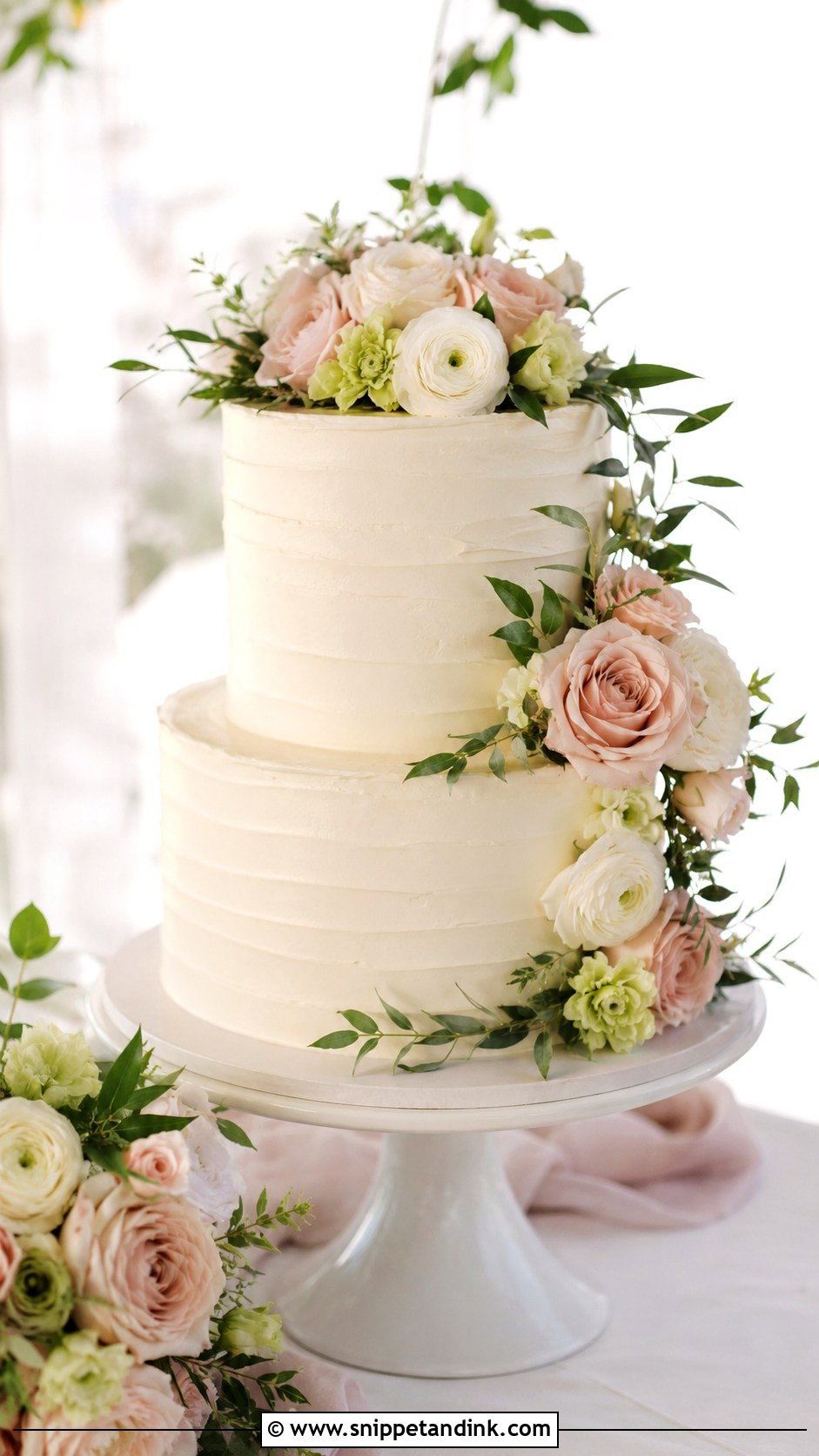 Floral 2 Layer Wedding Cake - Snippet and Ink - 20 2 Layer Wedding Cake Ideas