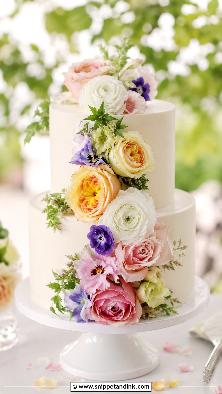Floral 2 Tier Wedding Cake - Snippet and Ink - 20 2 Tier Wedding Cakes