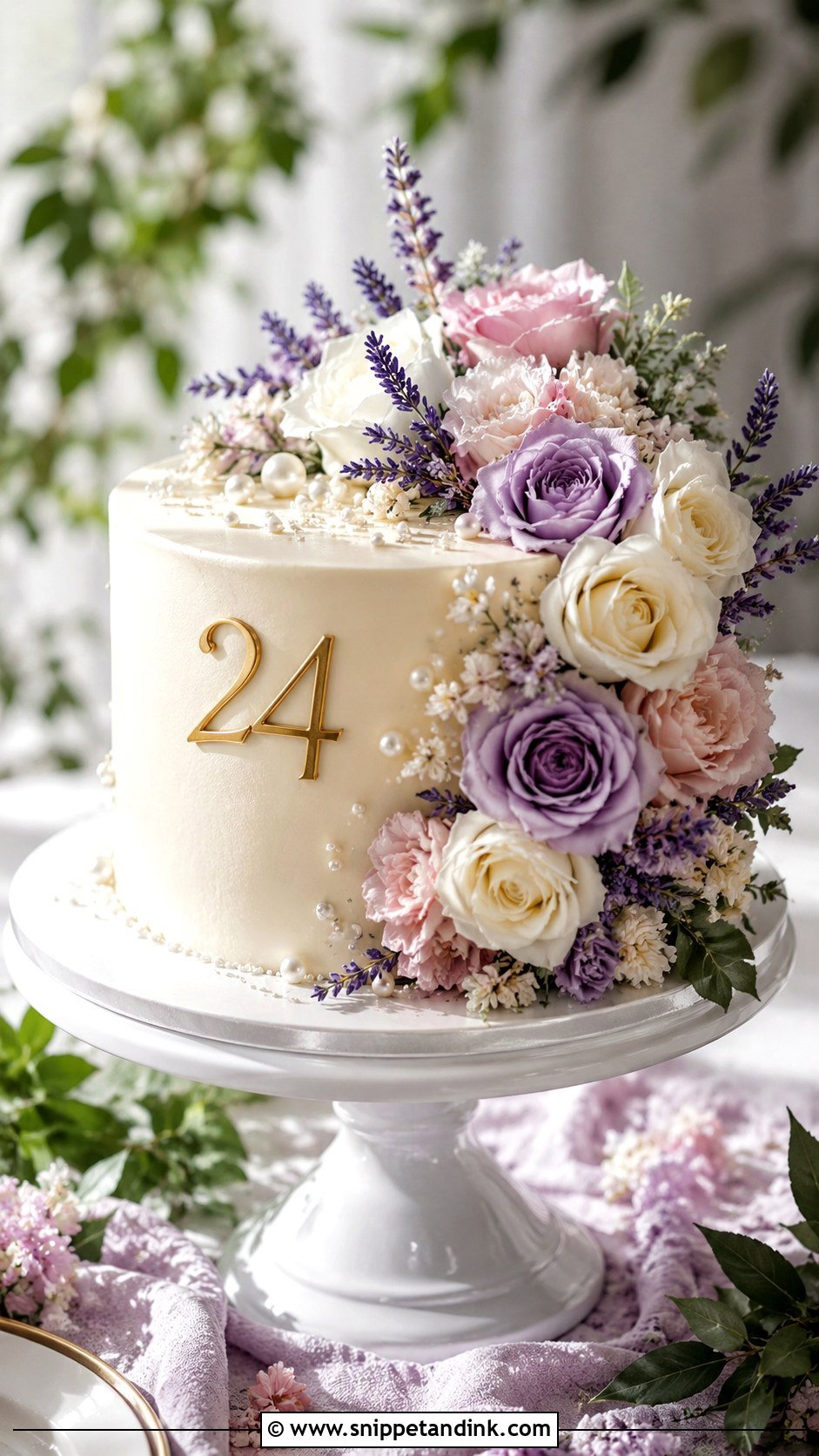 Floral 24th Anniversary Cake - Snippet and Ink - 20 24th Anniversary Cake Ideas