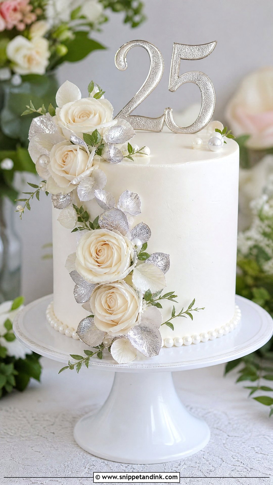Floral 25th Anniversary Cake - Snippet and Ink - 25 25th Anniversary Cake Ideas