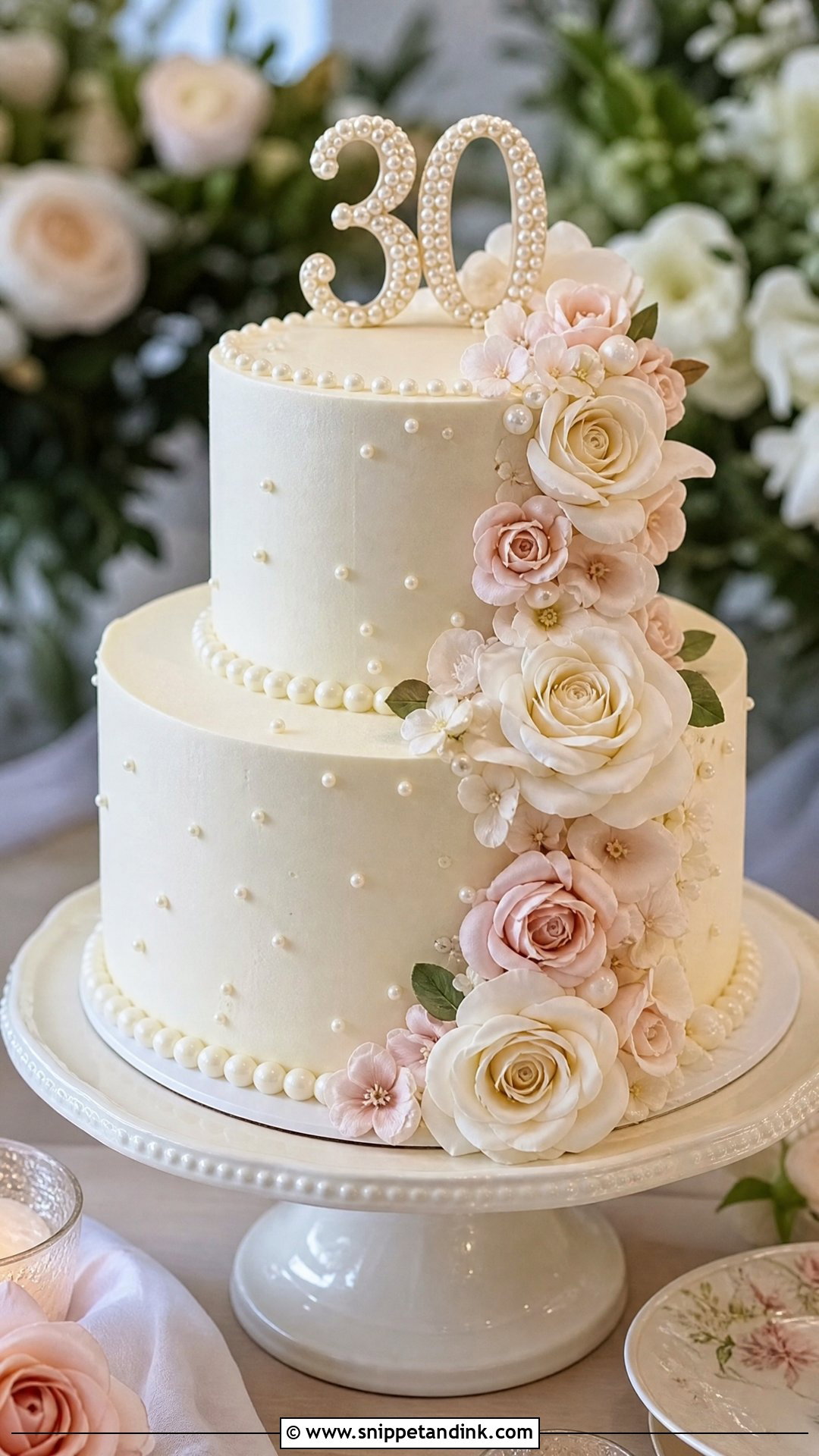 Floral 30th Anniversary Cake - Snippet and Ink - 25 30th Anniversary Cake Ideas