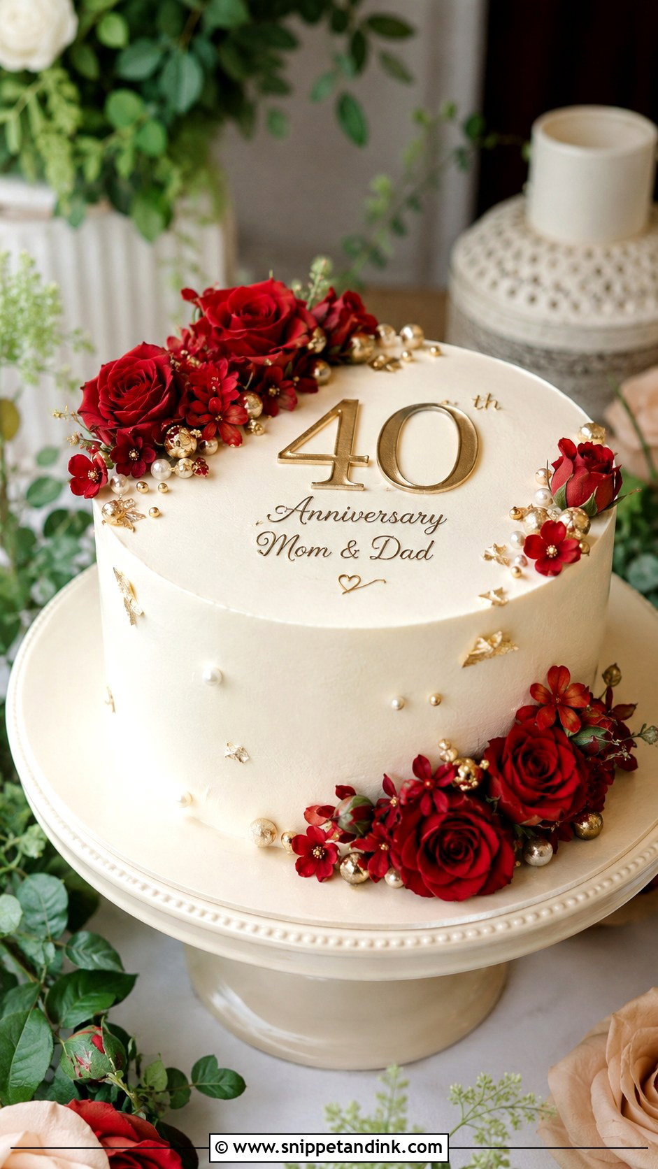 Floral 40th Anniversary Cake - Snippet and Ink - 20 40th Anniversary Cake for Parents