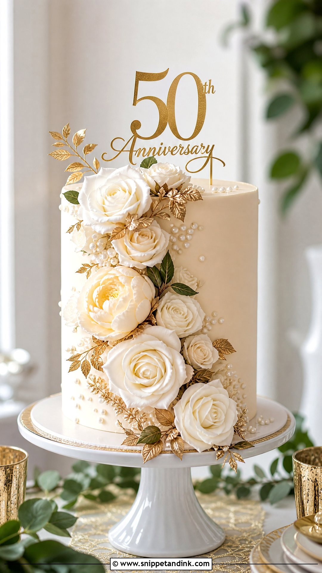 Floral 50th Anniversary Cake - Snippet and Ink - 25 50th Wedding Anniversary Cakes